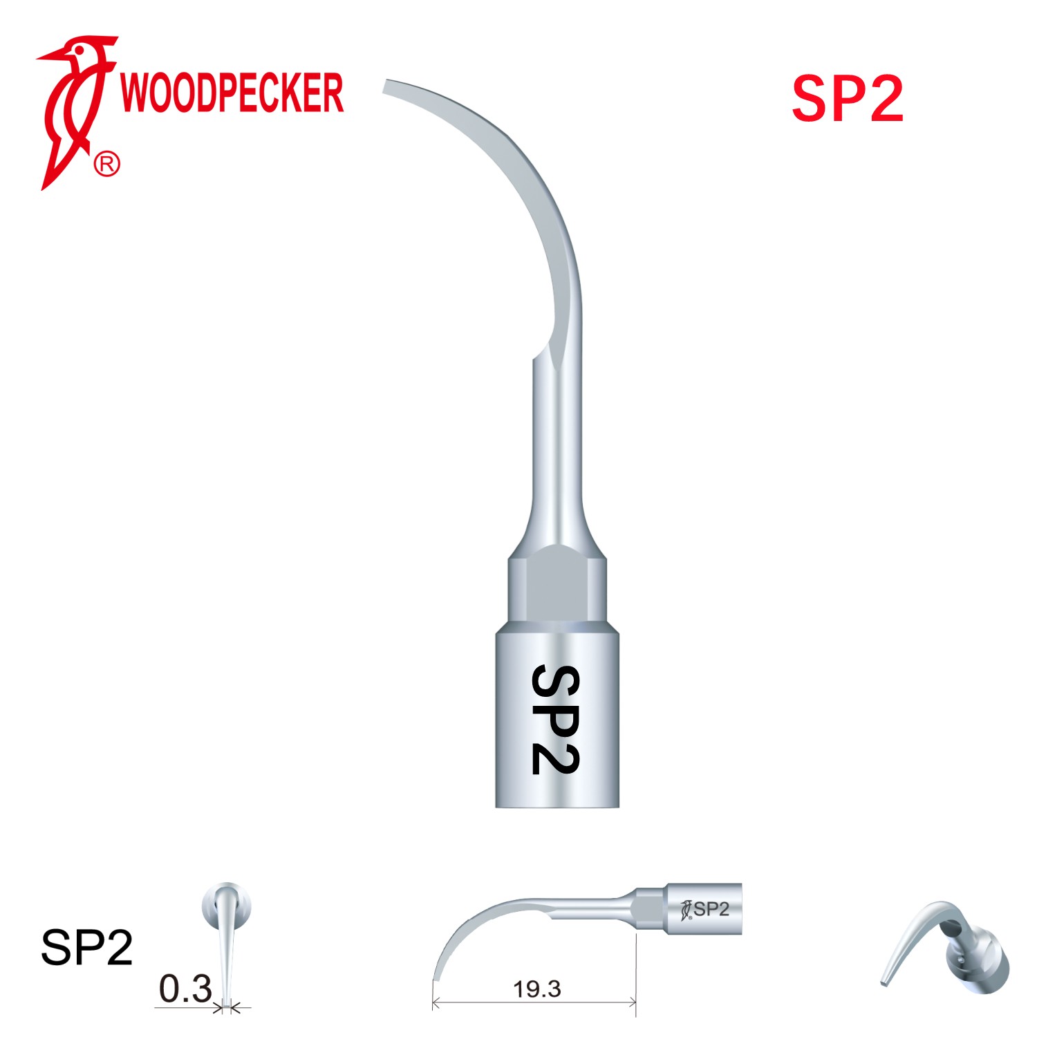 Woodpecker Dental Perio Bone Surgery Tips SP2 for Surgic Smart & Satelec Perio