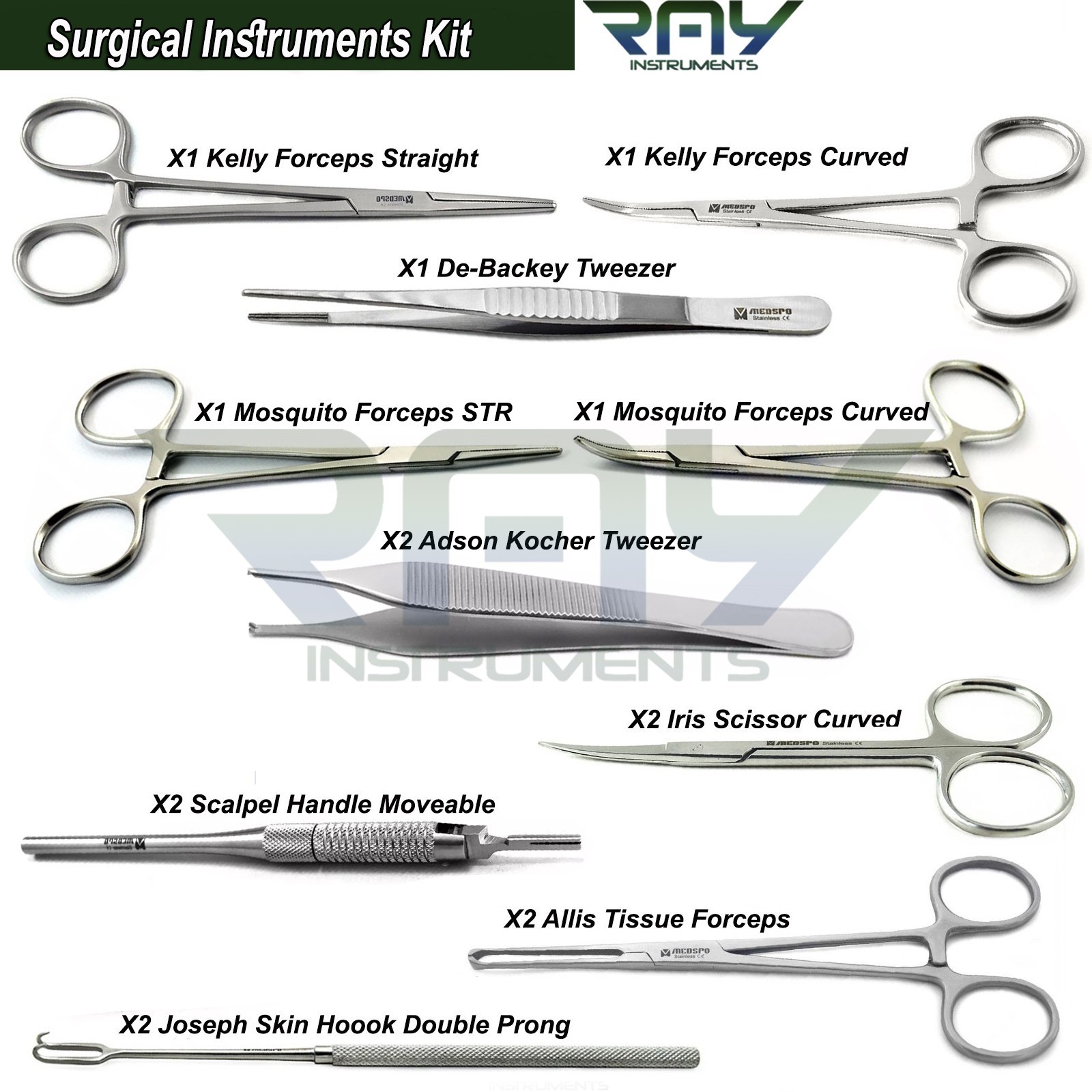 Microsurgery Kit Plastic Surgery Surgical Instruments Set of 19