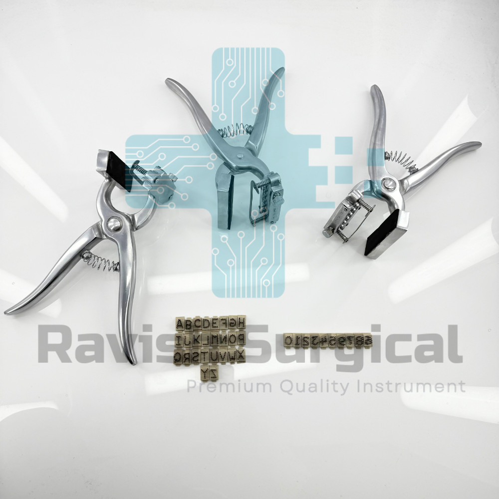 Animal Identification Tattoo Set 6 Digit Pliers + 36 Digits, Farm Vet Tool