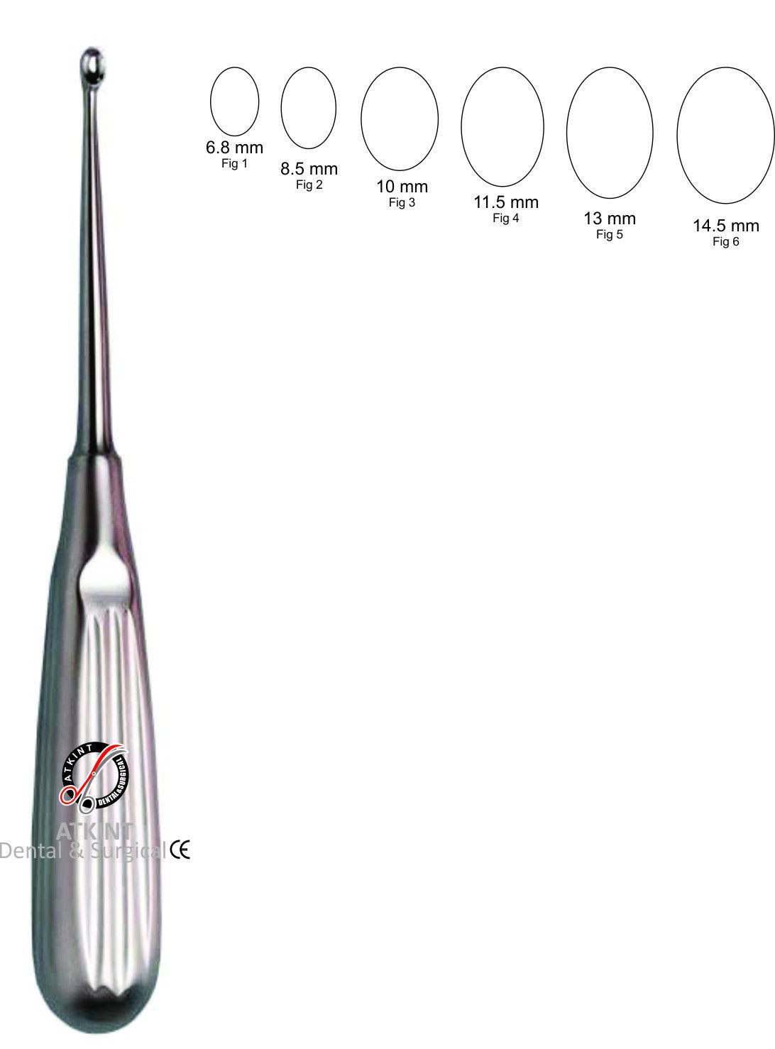 Volkmann Bone Curette Orthopedic Sharp Spoon Surgical Instruments 6 pcs set
