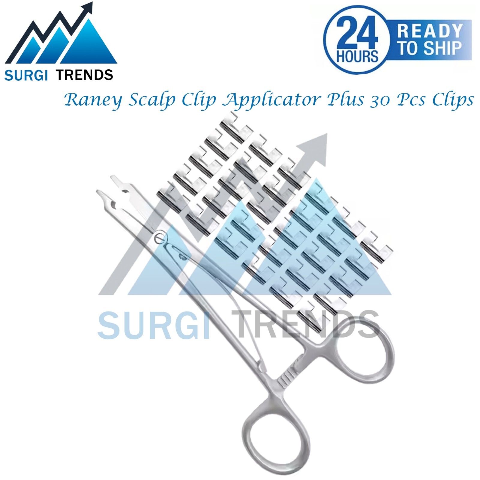 Raney Scalp Clip Applicator Plus 30 Pcs Clips Surgical Orthopedic Instruments