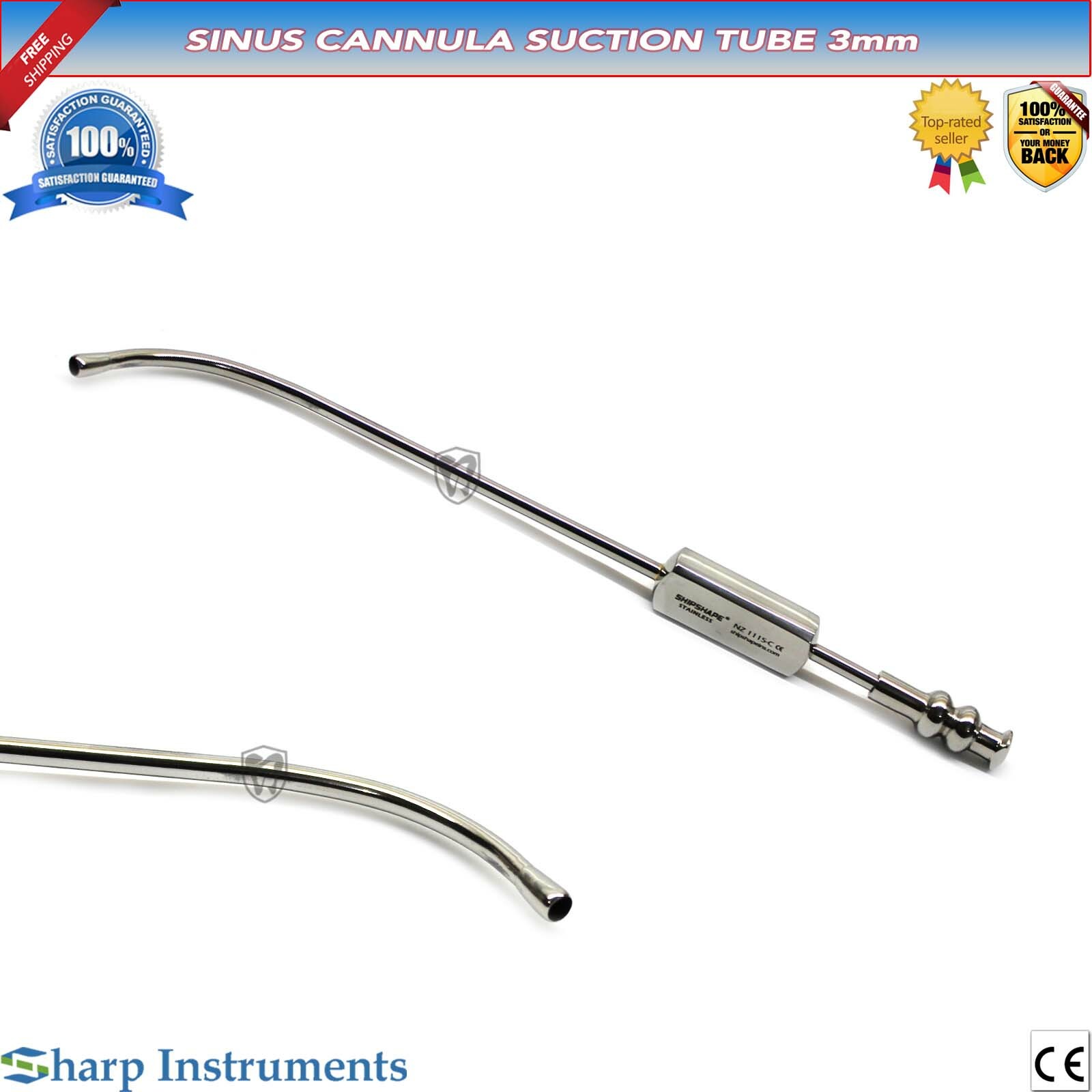 Sinus Cannula Suction Tube 3mm ENT Nasal Cavity Cleaning Surgical Instruments CE