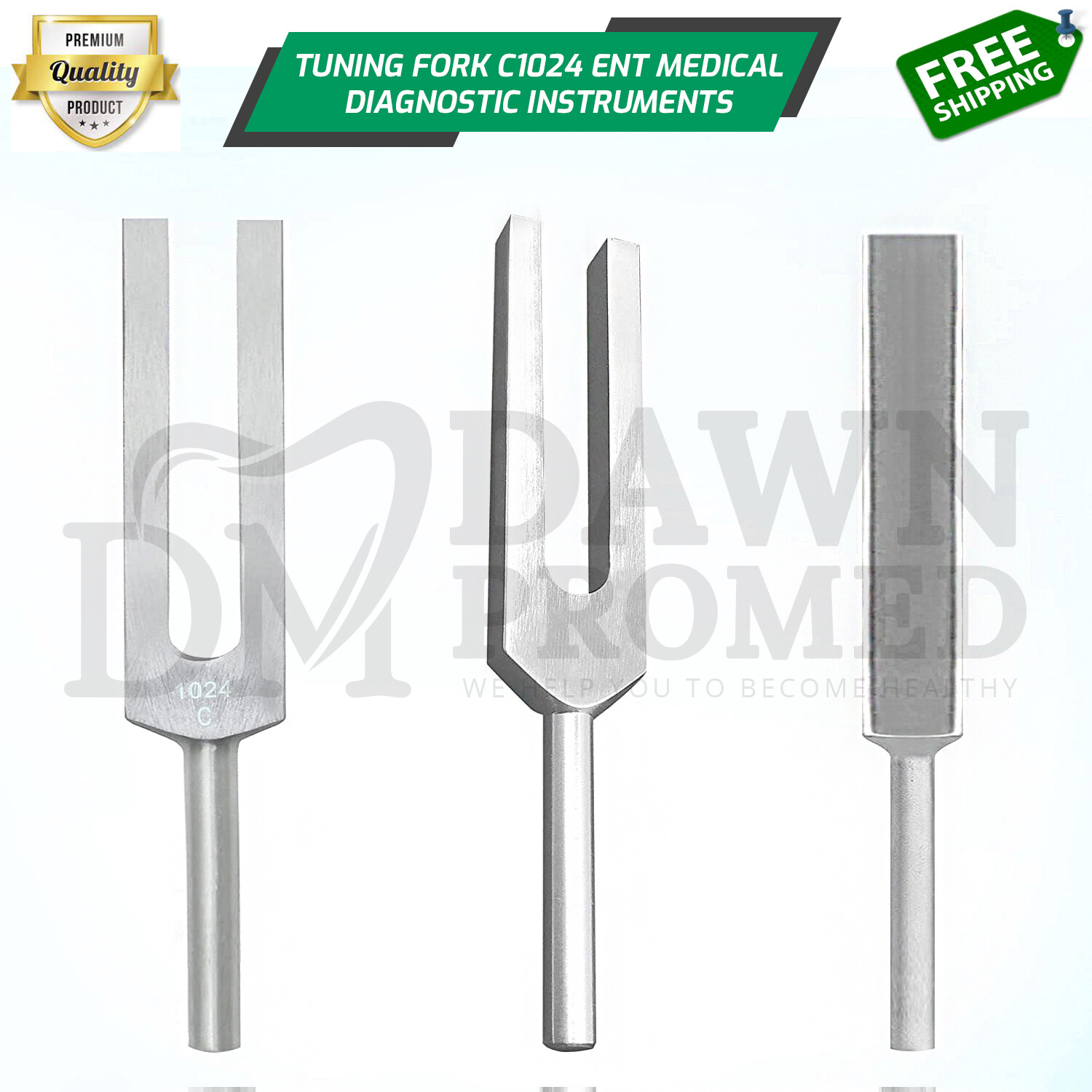 AMT 1024 Hz Medical-Grade Tuning Fork With Fixed Weights Non-Magnetic German Gr