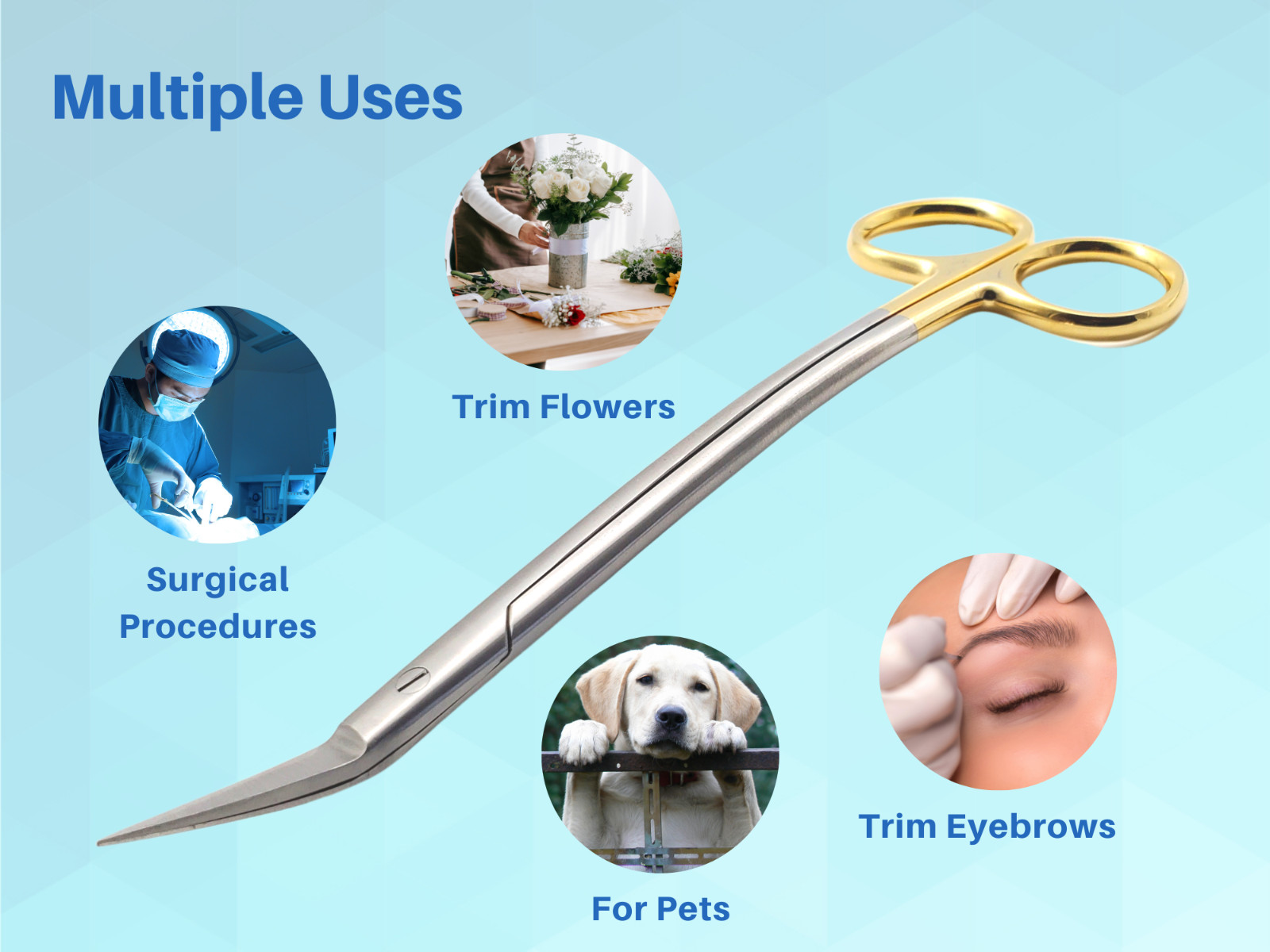 Dean Scissors 7″ Double Curved Gold Plated With Tungsten Carbide Inserts ARTMAN