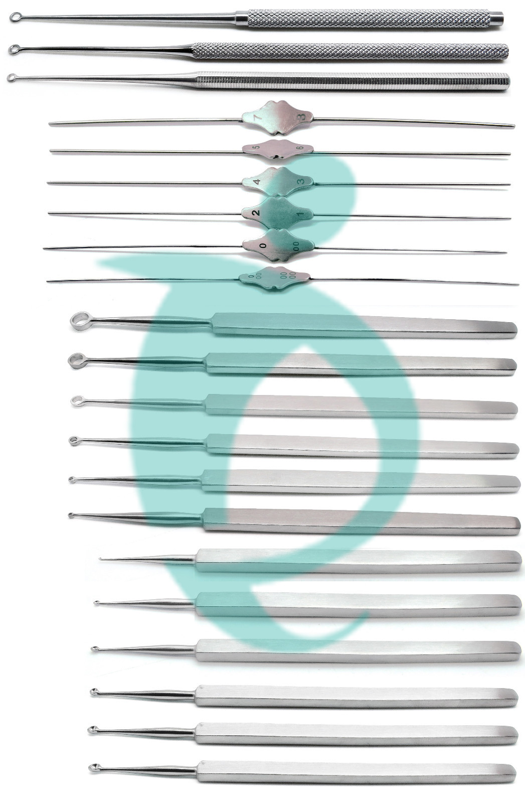 ENT Meyhoefer Fox Buck Curettes Bowman Lacrimal Probes Instruments Set of 21