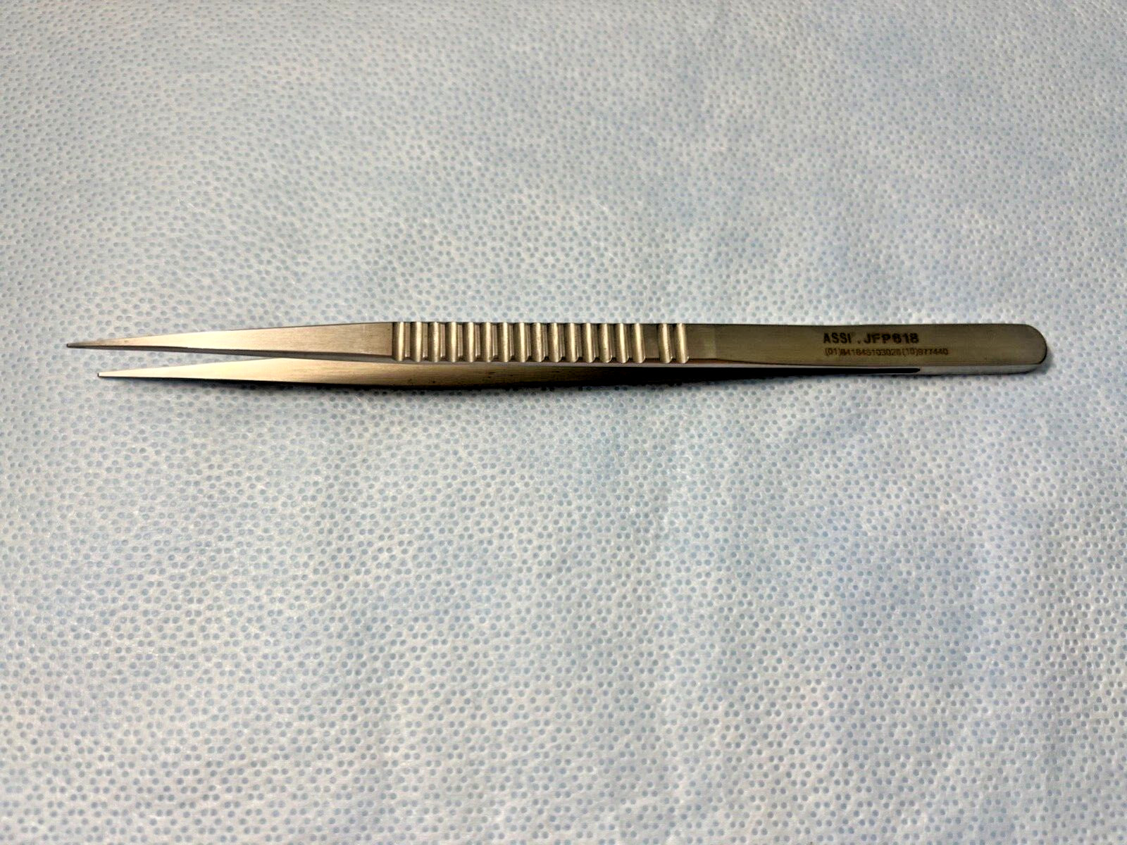 ASSI JFP618 Pierse Tissue Forceps, 0.6mm Straight Tips, 7″ Length