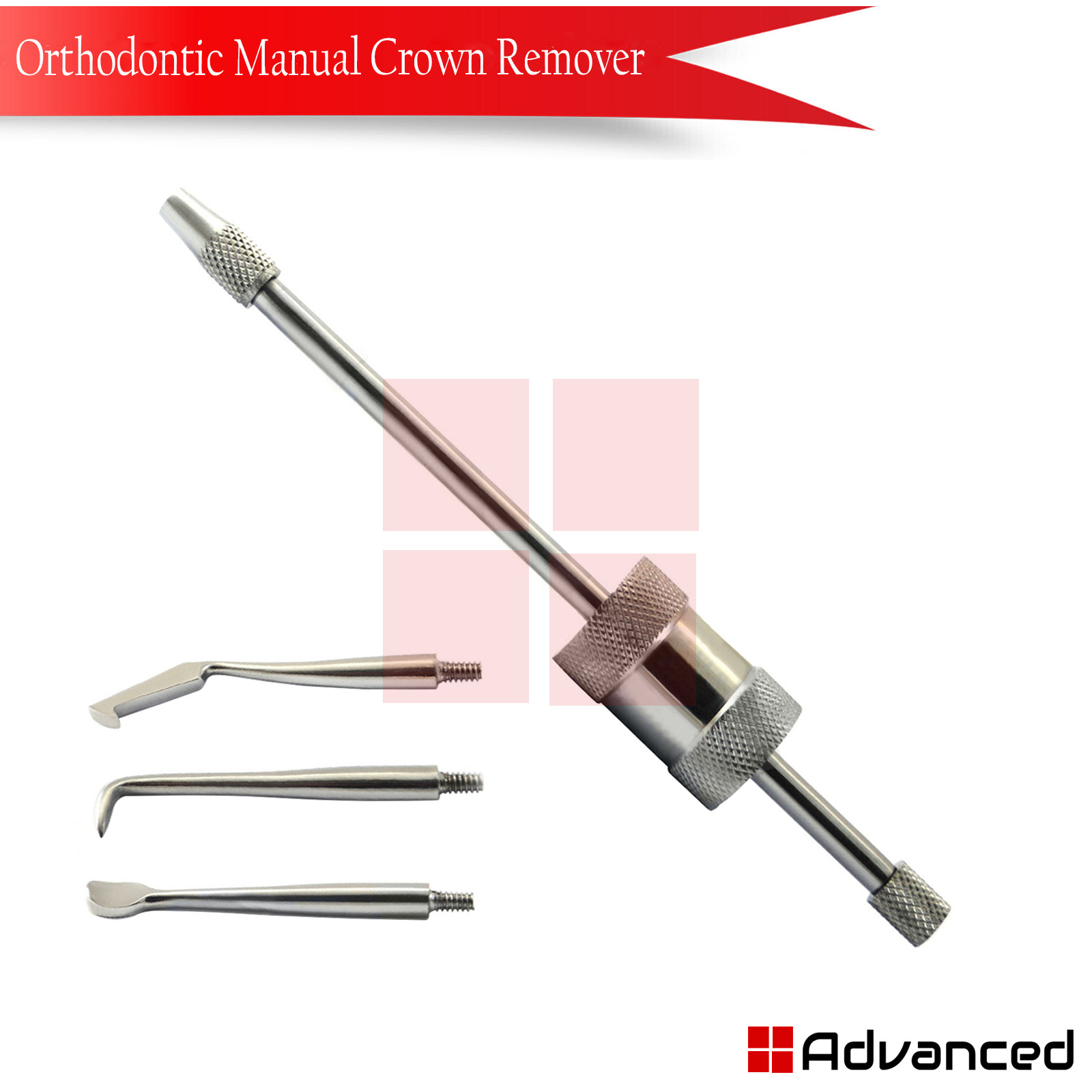 Restorative Manual Crown Remover + 3 Tips Bridges Gun Dental Surgical Equipment