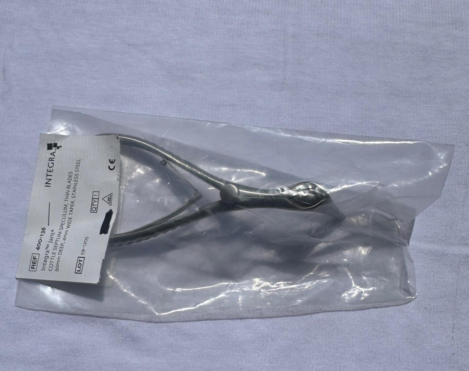 Integra Jarit 400-136Cottle Septum Speculum Thin Blades 50mm Deep 4mm Wide Taper