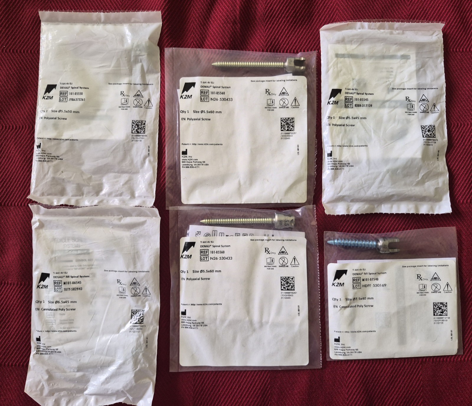 K2M Everest Spinal System Polyaxial Screw *Lot of 6* NIP