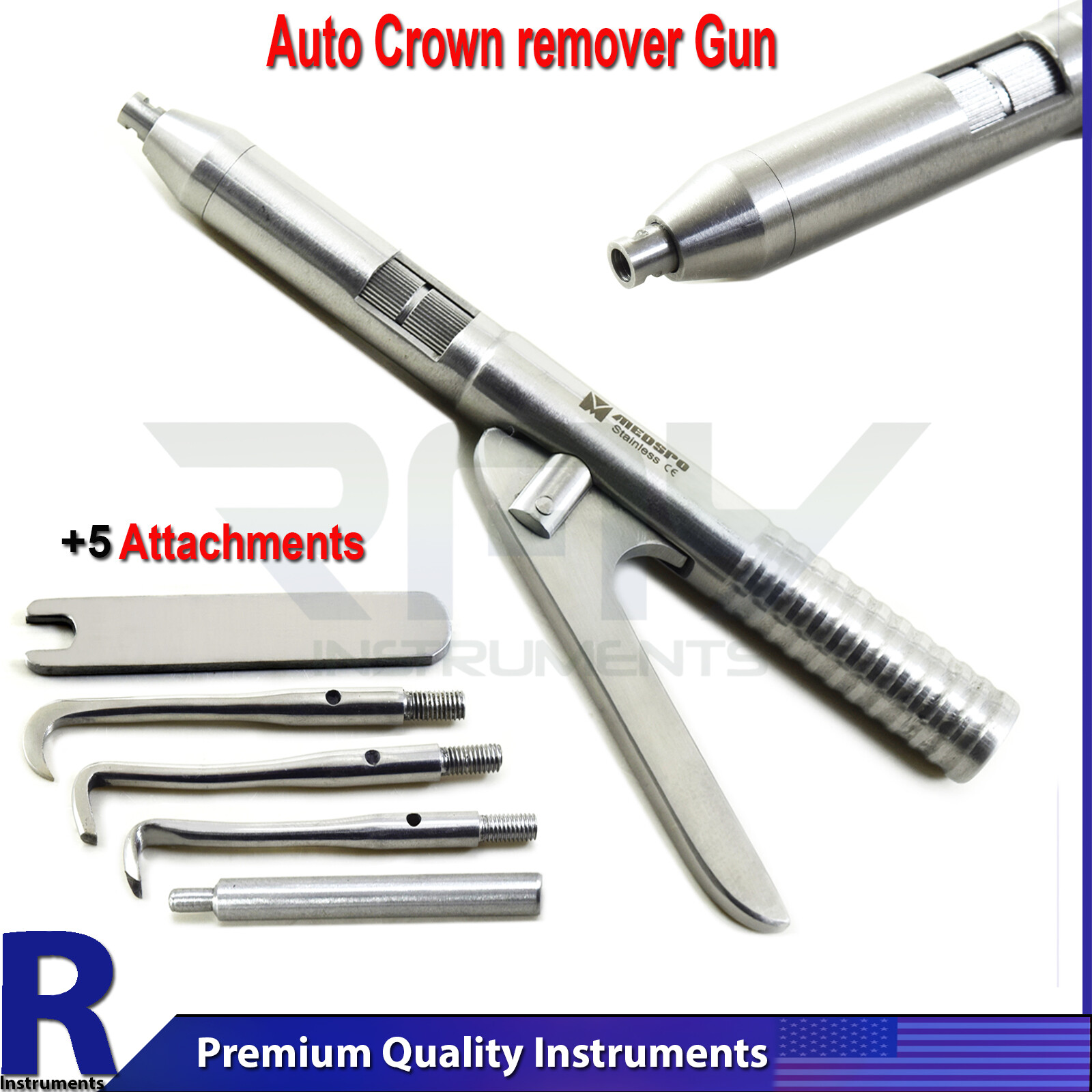 Automatic Crown Remover Gun +5 Attachments Surgical Restorative Instruments Tool