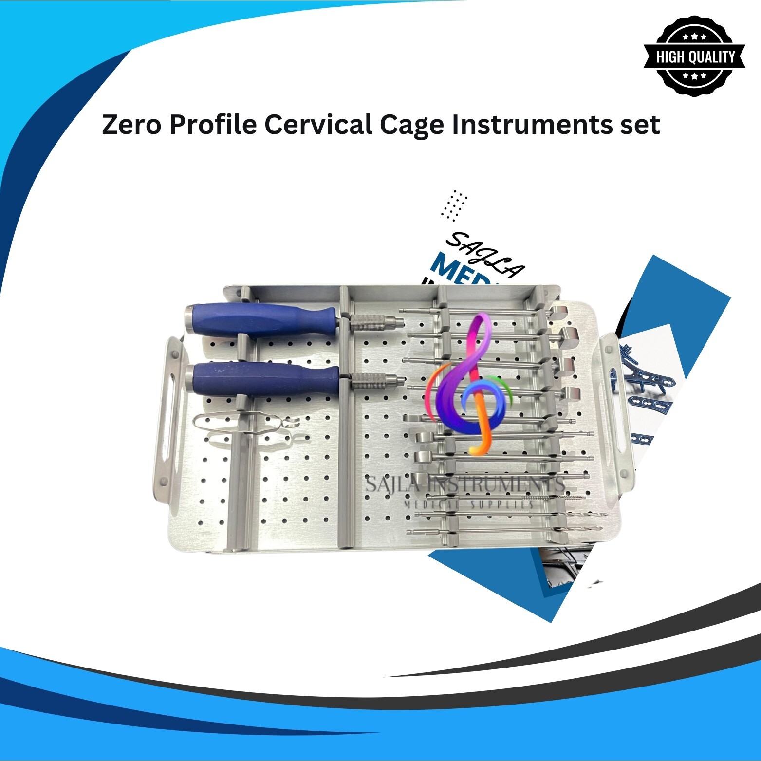 Premium Quality Spine Zero profile Cervical Cage Instruments set by Sajla