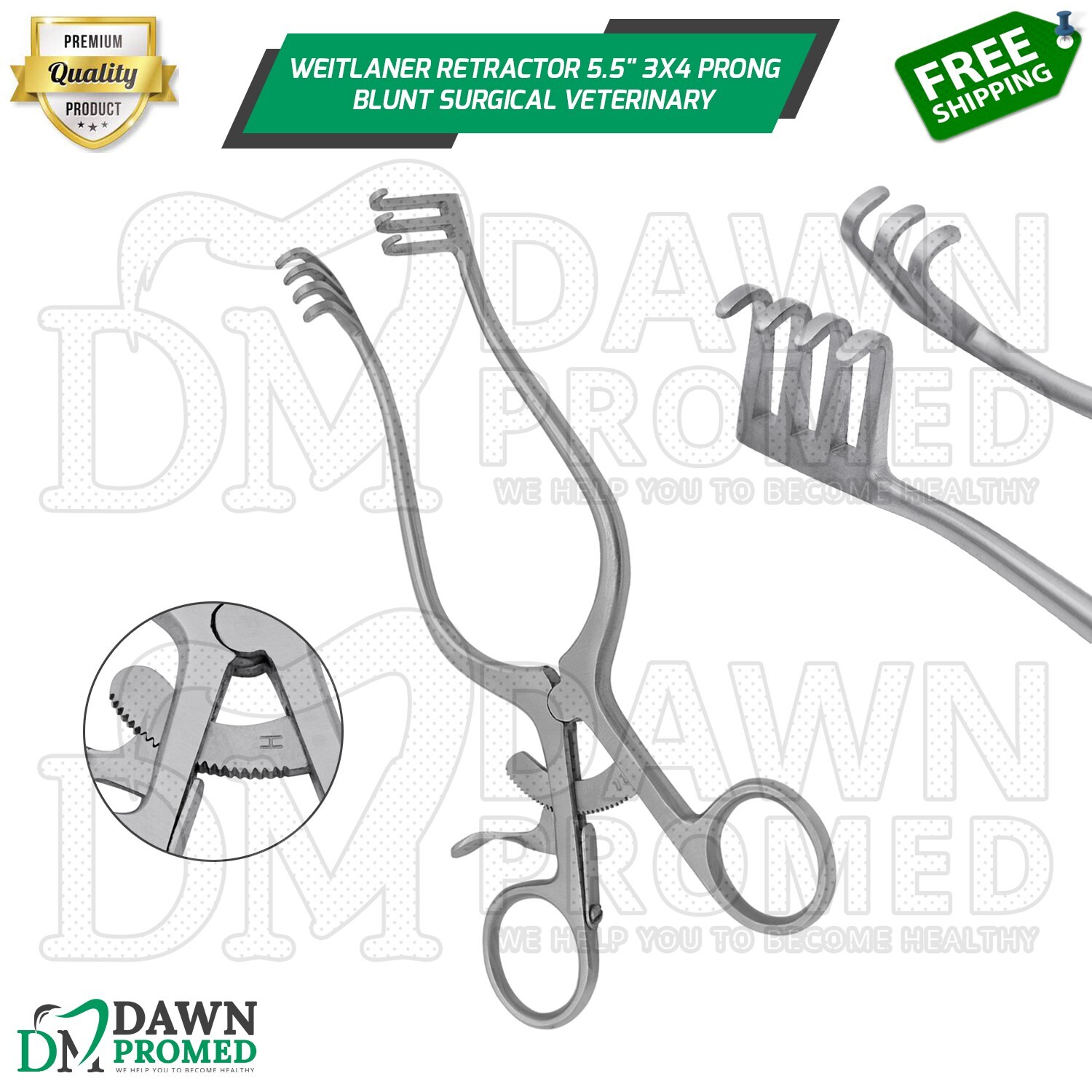 Weitlaner Retractor 5.5″ 3×4 Prong Blunt Surgical Veterinary Instrument German G