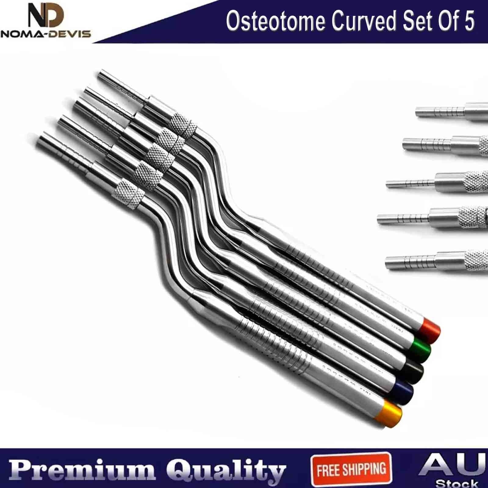 5 PCS Osteotome Curved Sinus Lift Implant Bone Grafting Concave Tip Instruments