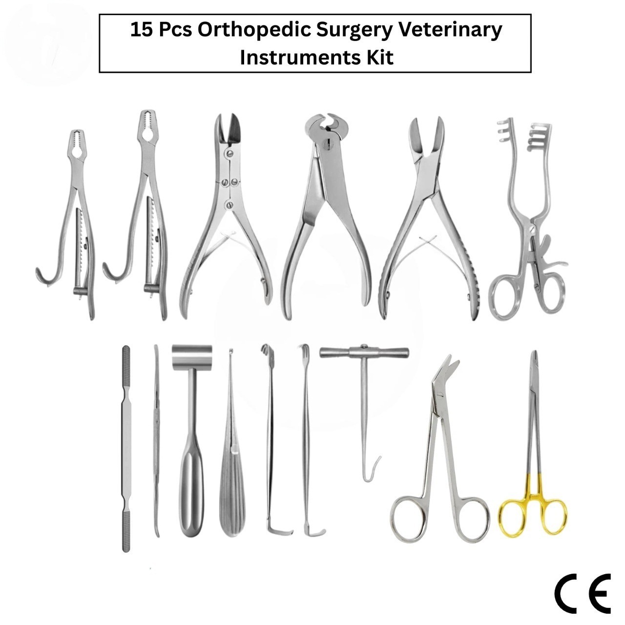 15 Pcs Orthopedic Surgery Veterinary Instruments Kit German Grade Surgical Set