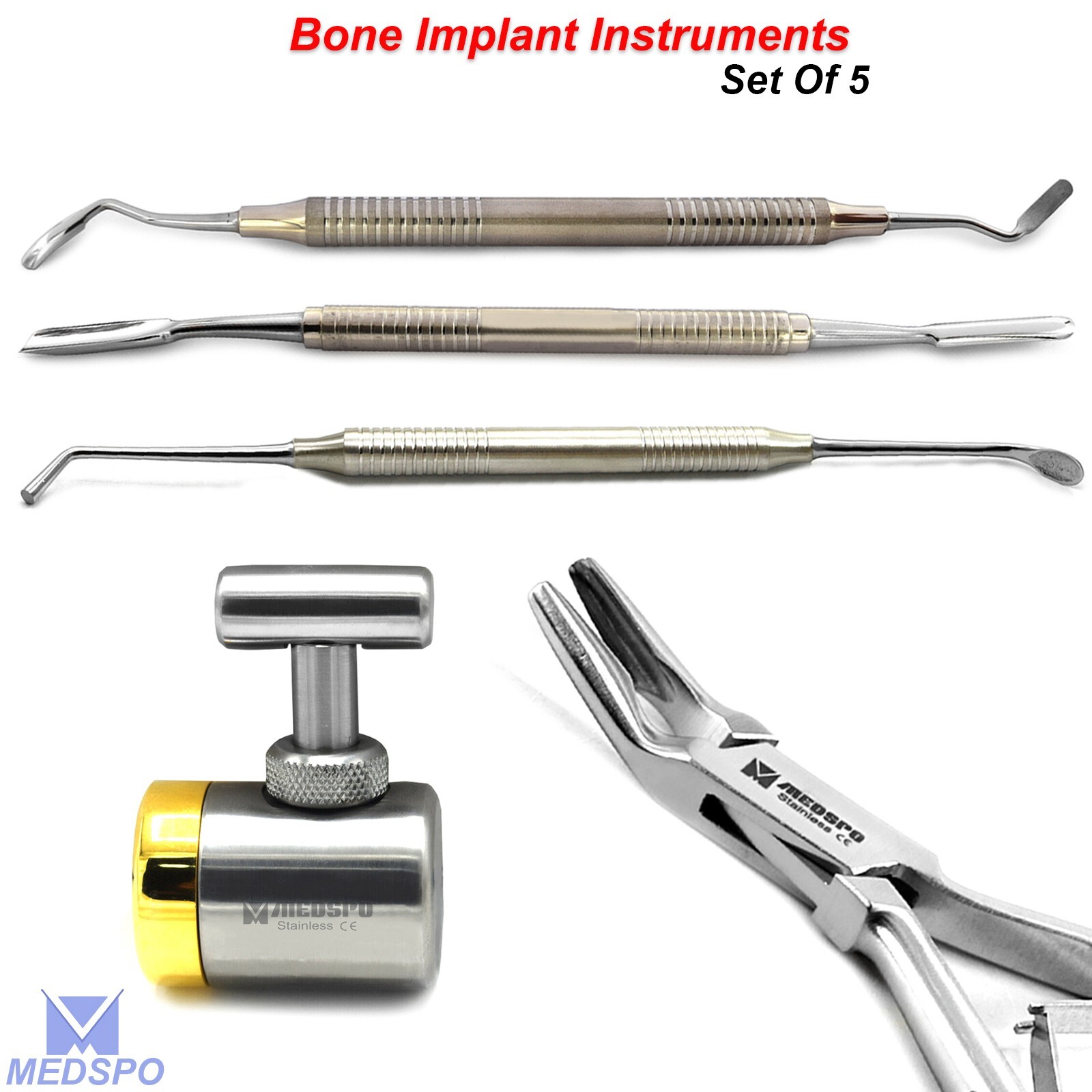 Implant Bone Mill Grinder Palti Graft Spoon Rongeur Dental Bone Surgery Tool Kit