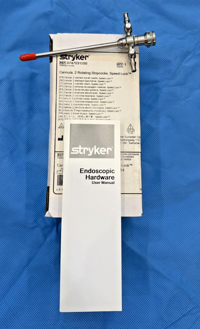 ✅STRYKER 747-031-550 Arthroscopy Cannula – 2 Stopcocks 5.8mm w/Trocar NEW IN BOX