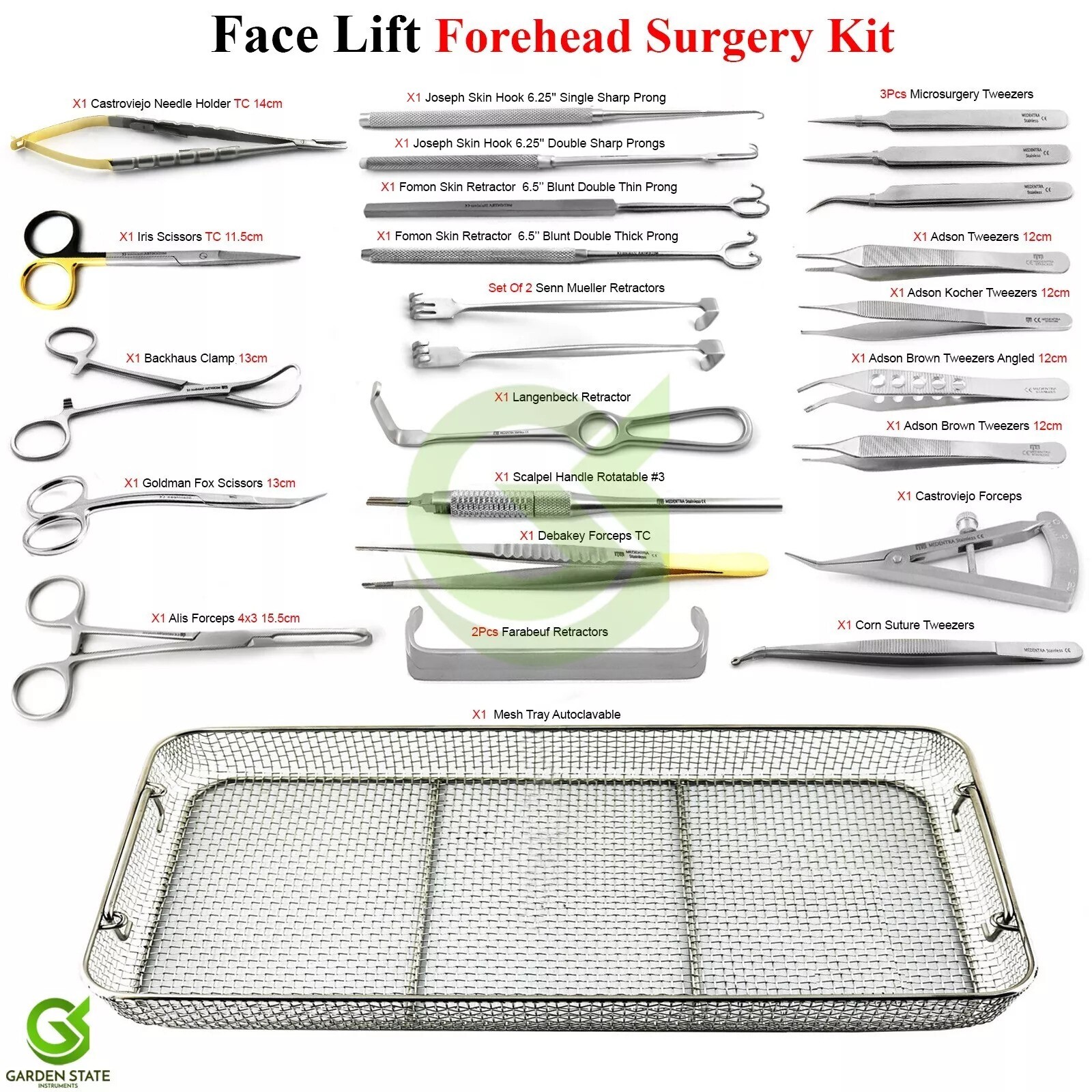 Facial Surgery Set Forehead Face Lift Microsurgery Surgical Instruments Kit