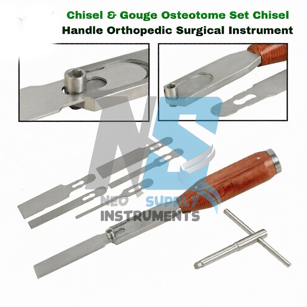 Chisel & Gouge Osteotome Set With Handle Orthopedic Surgical Instrument
