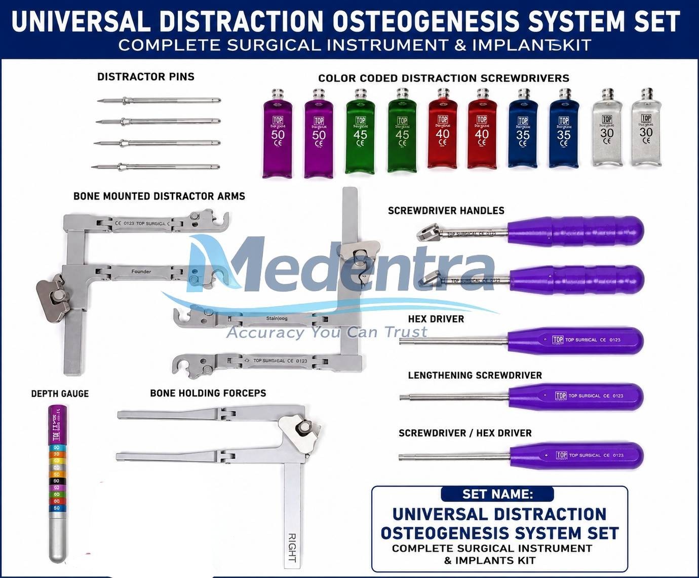 Universal Distraction Osteogenesis System Set CMF Maxillofacial instruments