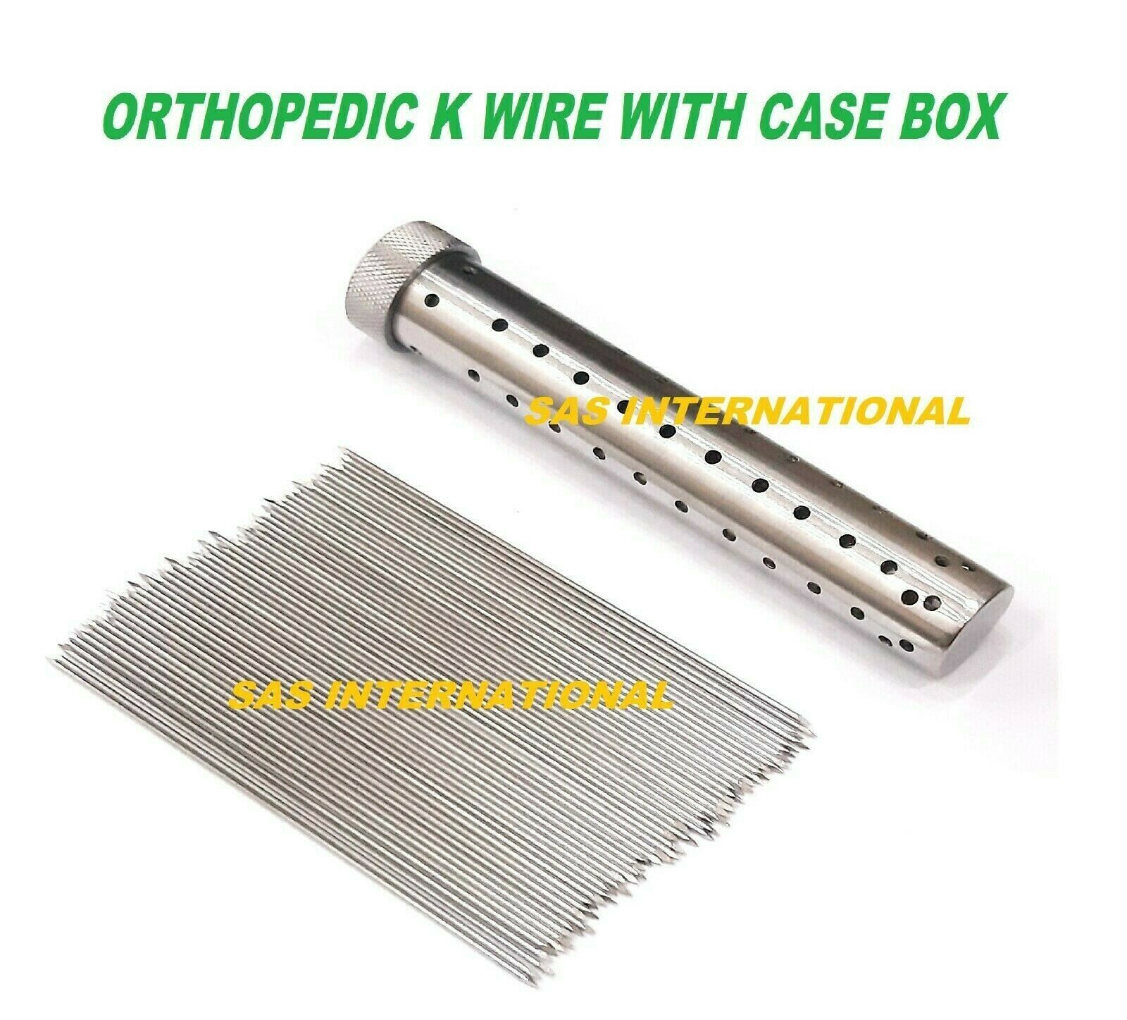 Double Ended K Wire Pack of 50 pcs with Container Surgical Instruments