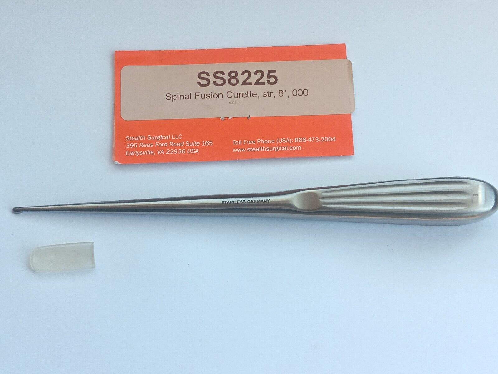 Stealth Surgical SS8225 Spinal Fusion Curette, str, 8″ Long, Stainless Germany