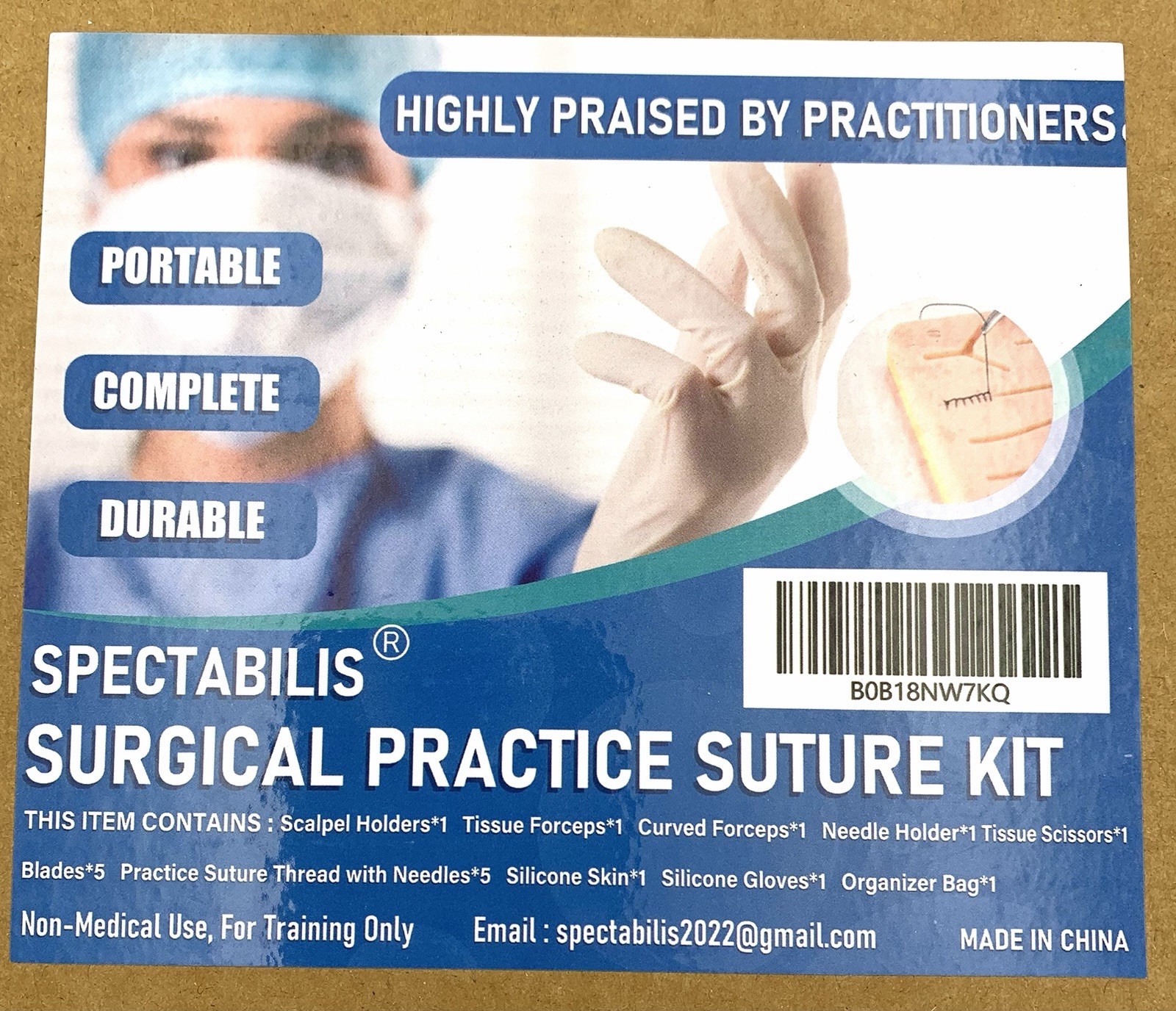 Spectabilis Surgical Practice Suture Kit Training Med Student EMT Vet Nurse