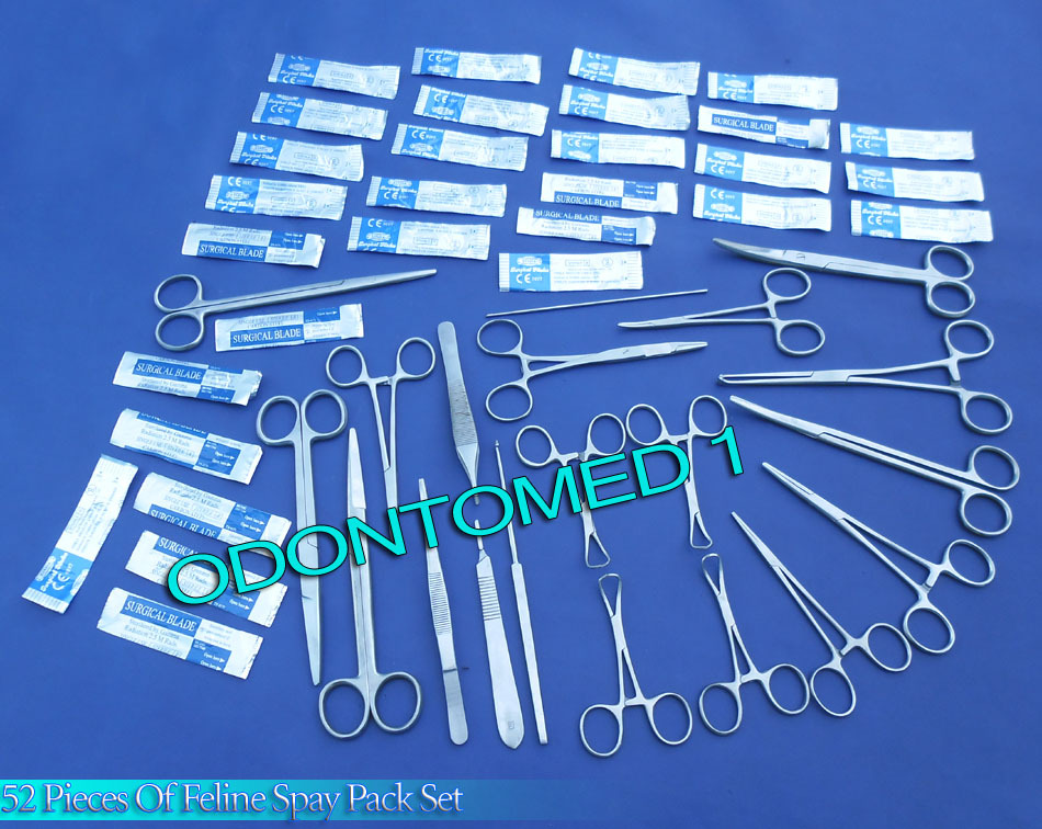 52 PC FELINE SPAY PACK VETERINARY SURGICAL INSTRUMENTS DS-1094
