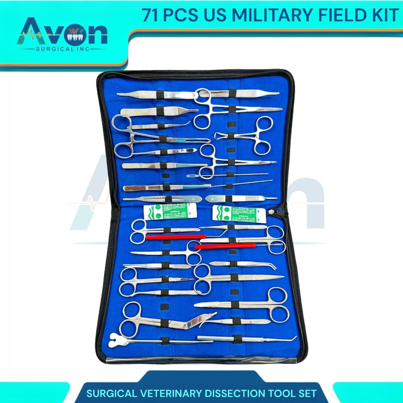 71 US MILITARY FIELD MINOR SURGERY SURGICAL INSTRUMENTS FORCEPS SCISSORS KIT