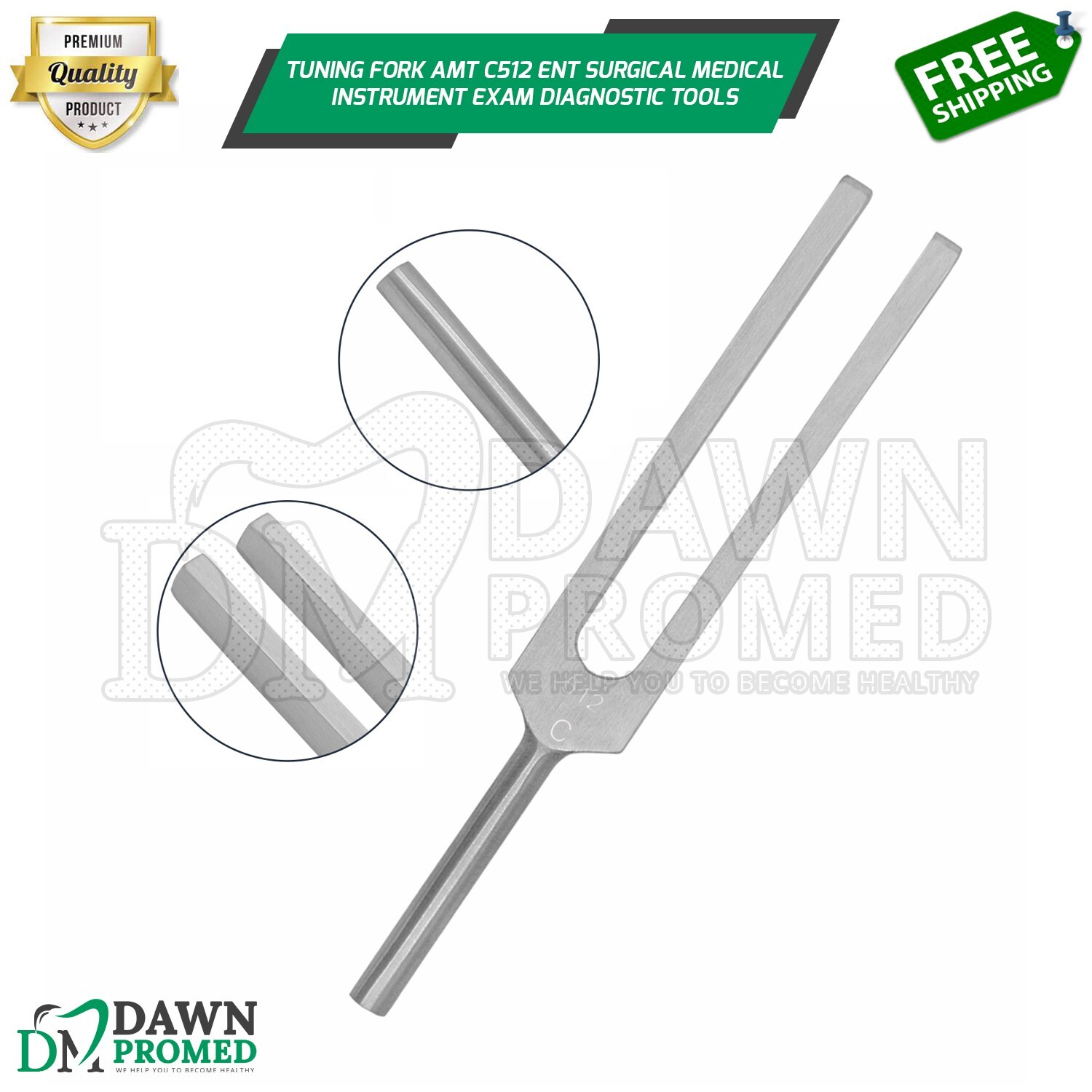 Tuning Fork AMT C512 Exam Diagnostic Tools ENT Surgical Medical Inst German Gr