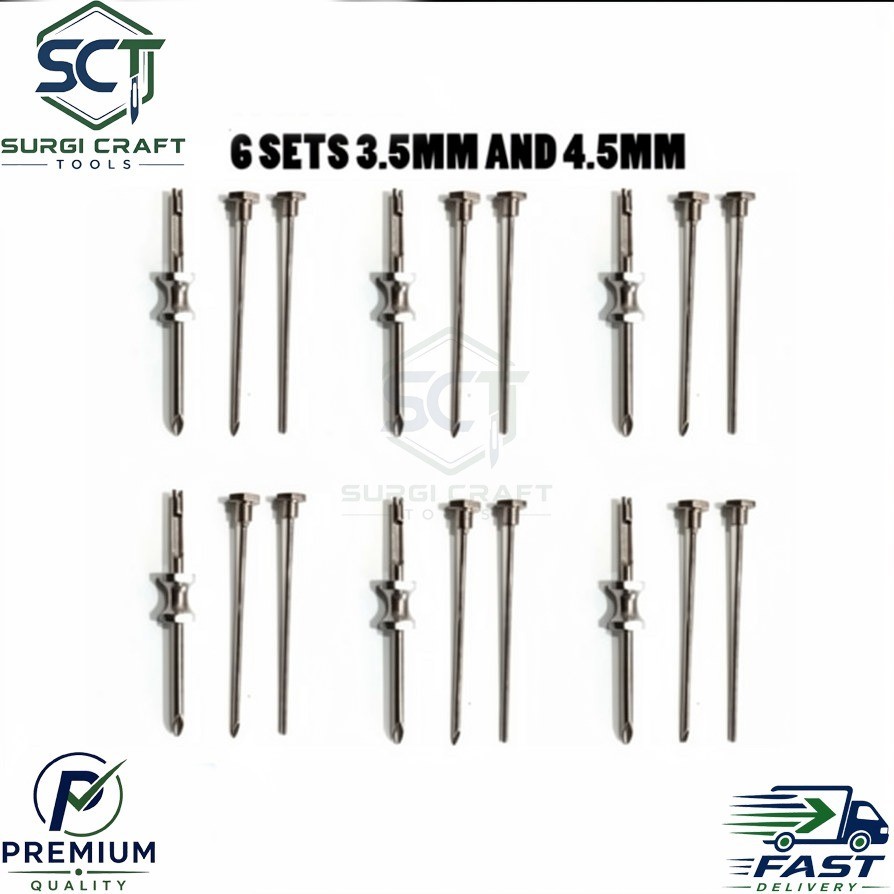 6 Sets HRT Trocar 3.5 mm and 4.5mm Hormone Replacement Pellet Insertion Kit