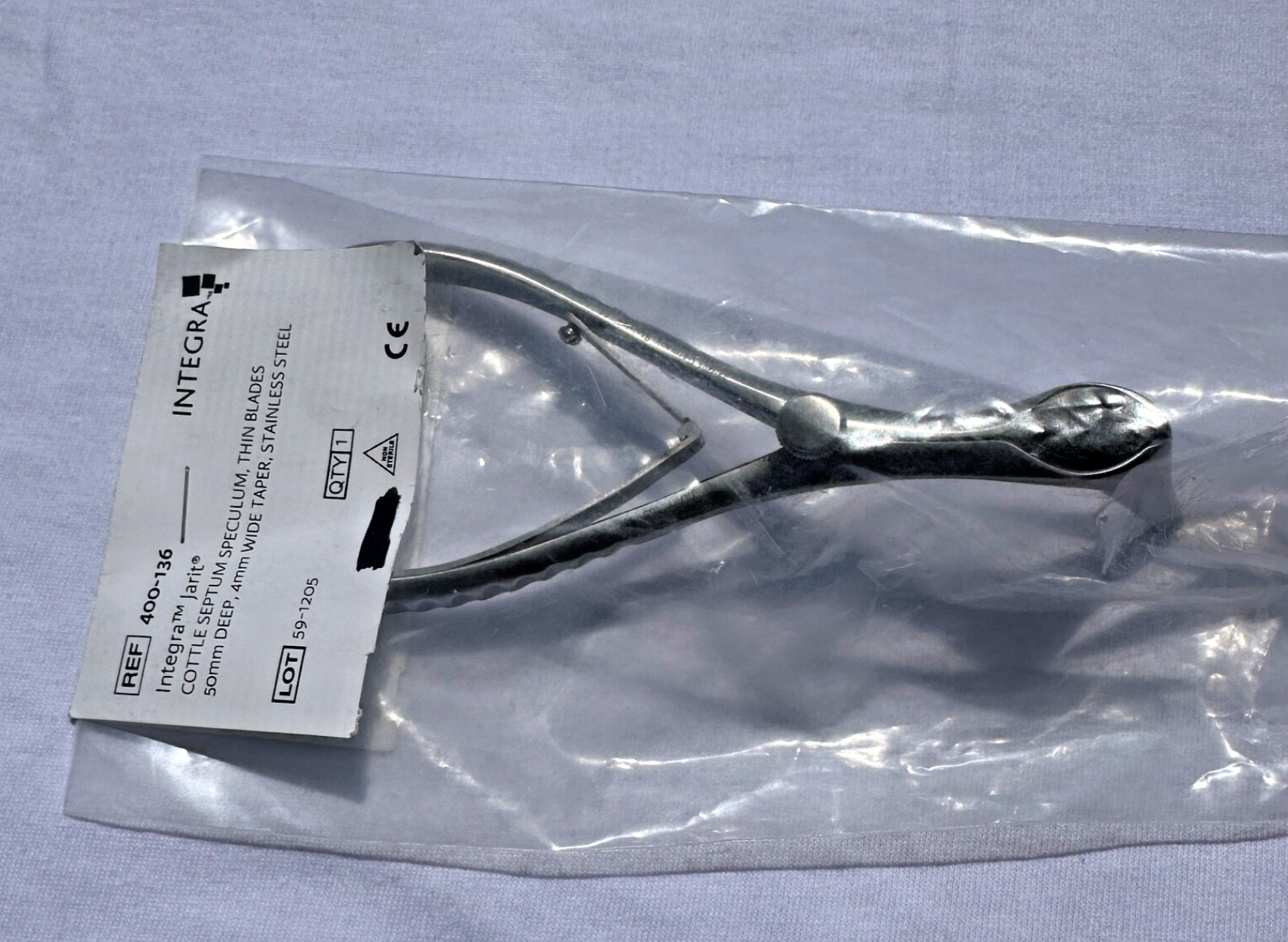 Integra Jarit 400-136Cottle Septum Speculum Thin Blades 50mm Deep 4mm Wide Taper
