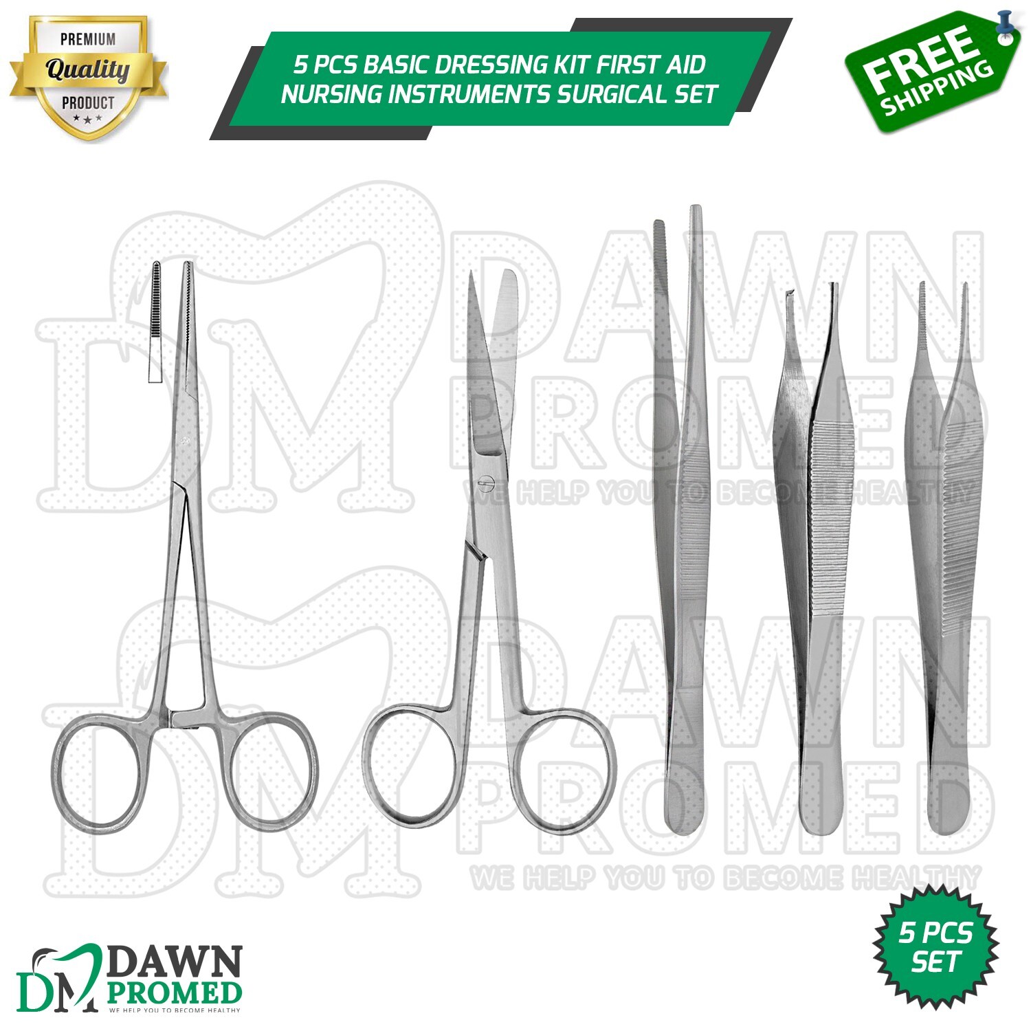 5 Pcs Basic Dressing Kit First Aid Nursing Instruments Surgical Set German Grade
