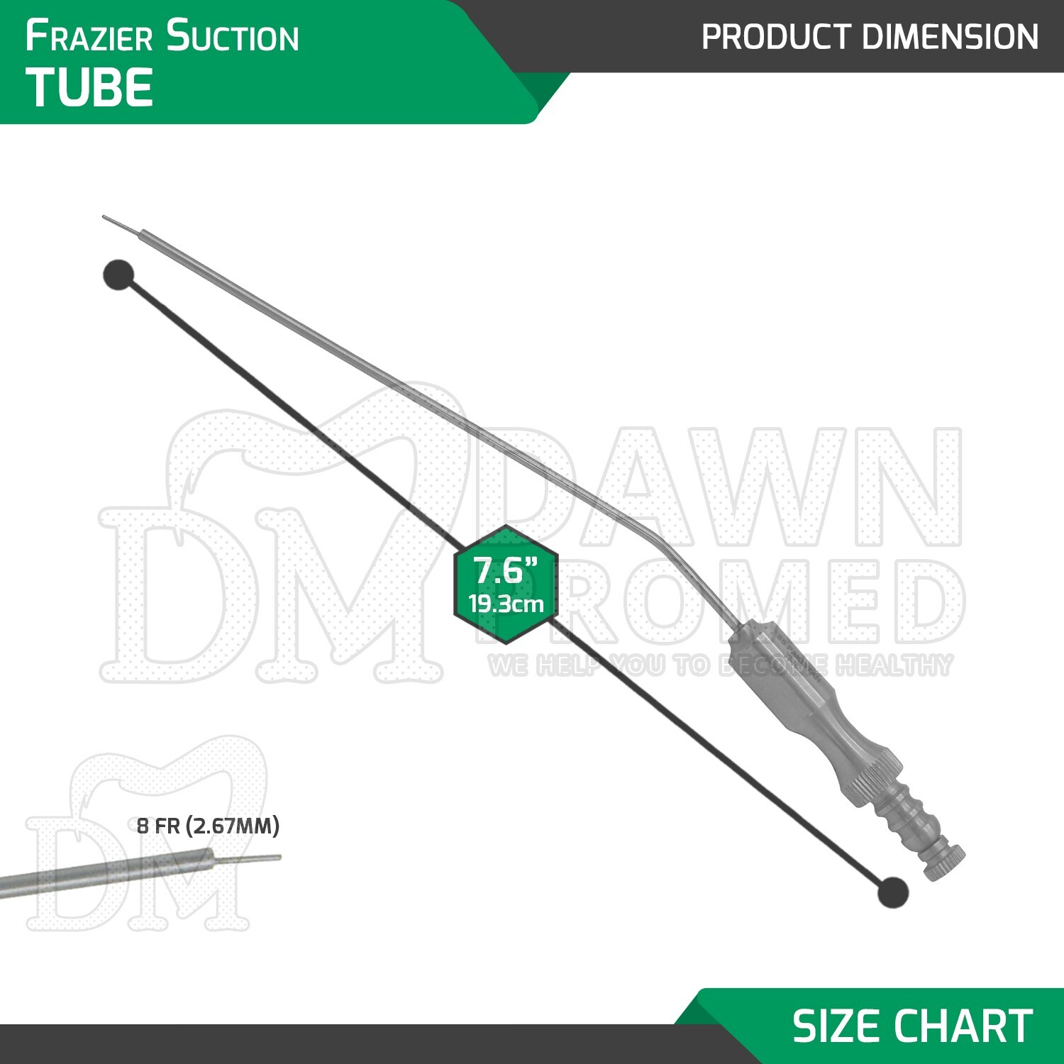 Frazier Aspirator Suction Tube No.8 Dental ENT Diagnostic Surgical Inst German G