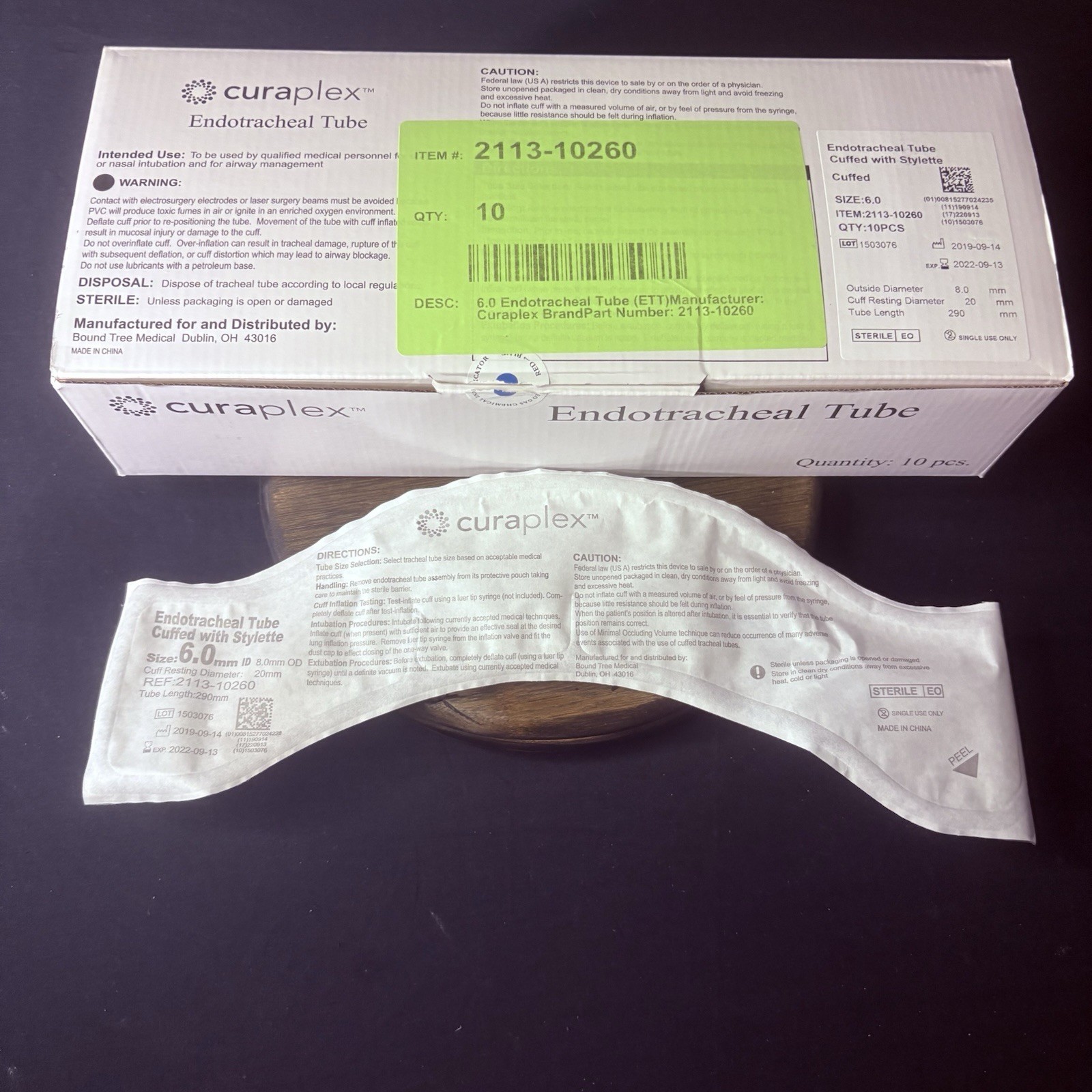 Sterile Endotracheal Tube 6.0 mm w/Cuff (Pack Of 2) Individually Packaged Sealed