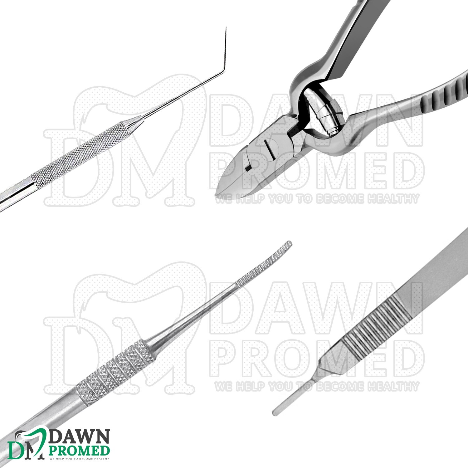 5 Pcs Podiatry Basic Barrel Spring Nail Nipper Kit With FREE Scalpel Blades