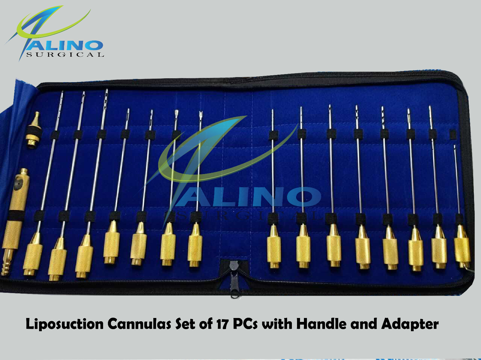 Liposuction Cannulas Set of 17 PCs with Handle and Adapter High Quality Kit