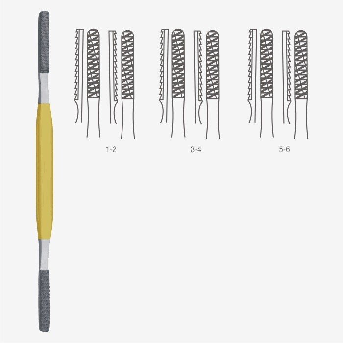 FOMON Raspatory, 8.1/4″, Double Ended, Tungsten Carbide, # 1 Very Fine & #2 Fine
