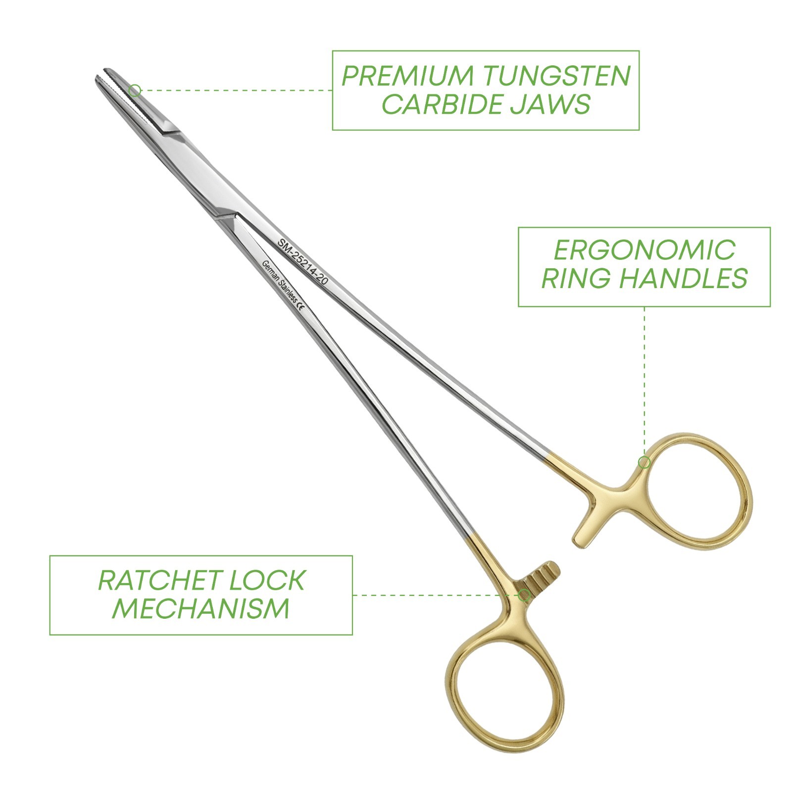 Debakey Needle Holder 20cm T/C Stainless Steel Surgical Instrument German Grade
