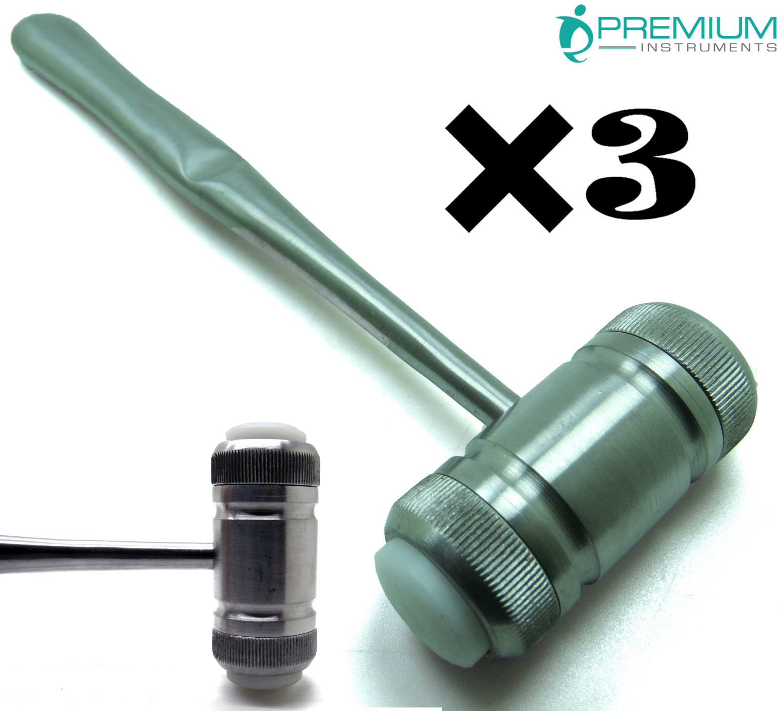 3× Mead Mallet 7.5″ Head 7.29oz W/ 2 Replaceable Nylon Caps Orthopaedic Tools