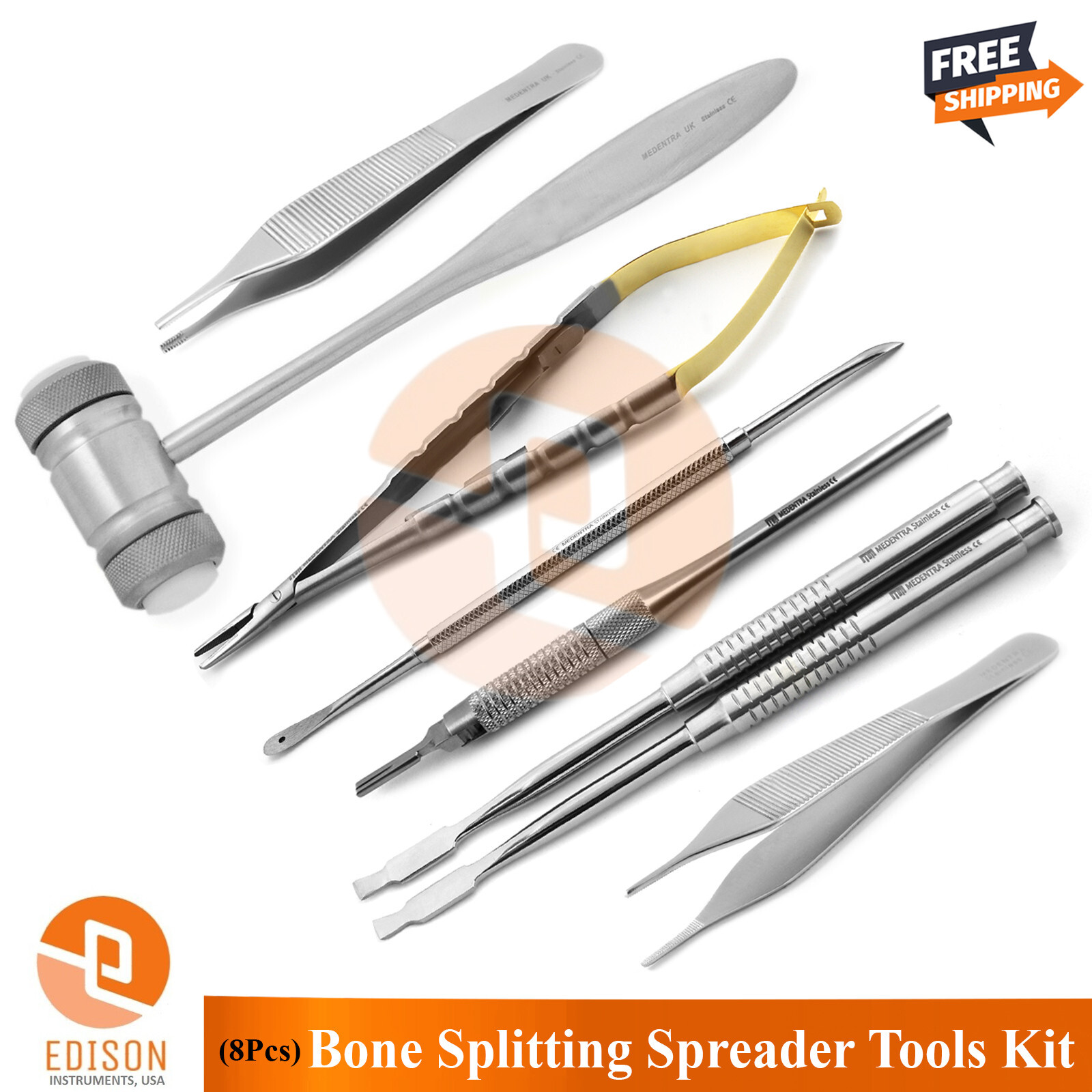Implant Bone Splitting Kit Surgical Orthopedic Mallet Hammer Ochsenbein Chisels