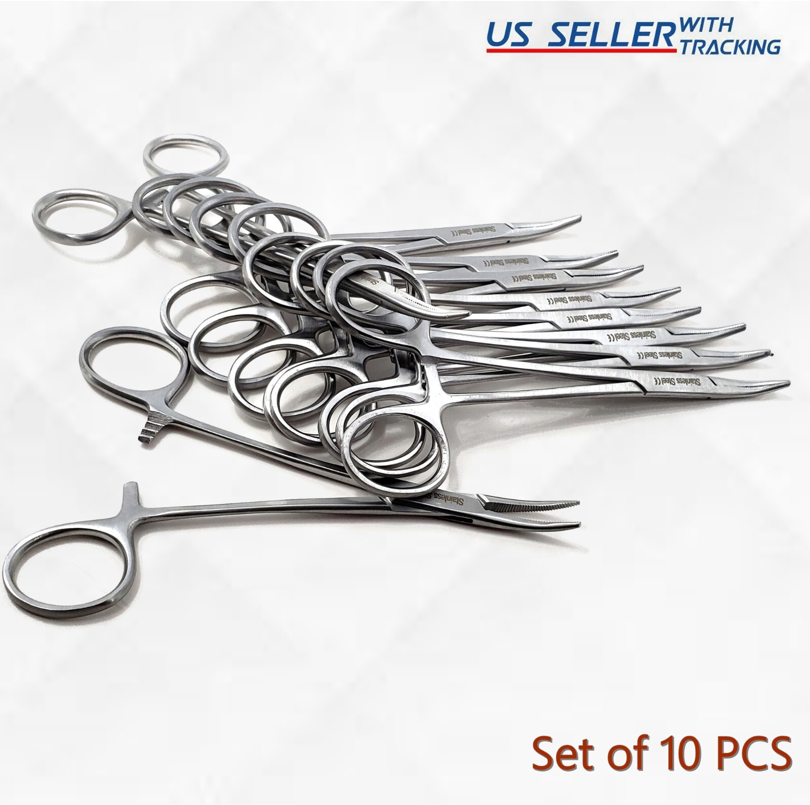 10 PC NEW MOSQUITO HEMOSTAT FORCEPS 5″ CURVED STAINLESS DENTAL SURGICAL MEDICAL