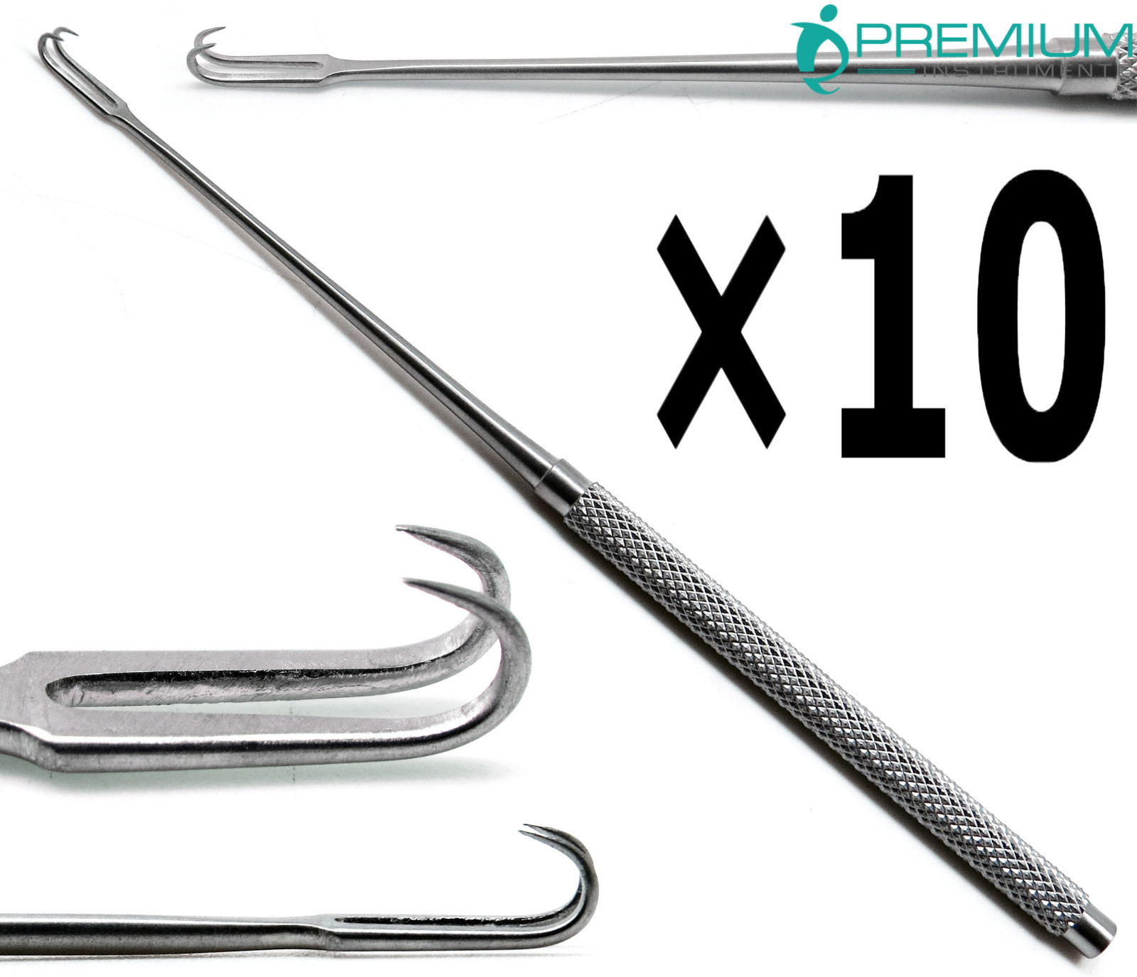 10× Joseph Skin Double Hook 2mm Sharp Prongs 6.25″ Retractor Surgical Instrument