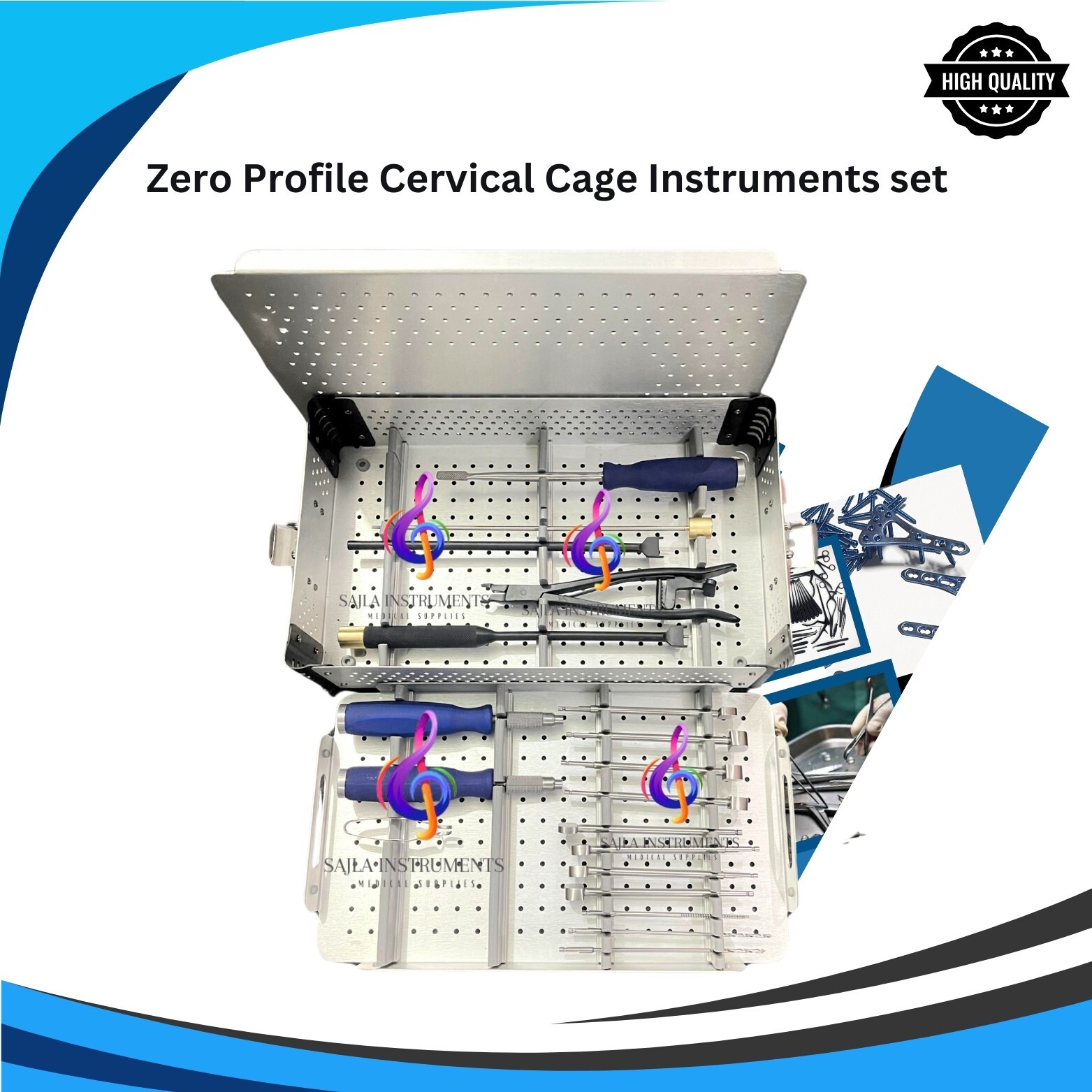 Premium Quality Spine Zero profile Cervical Cage Instruments set by Sajla