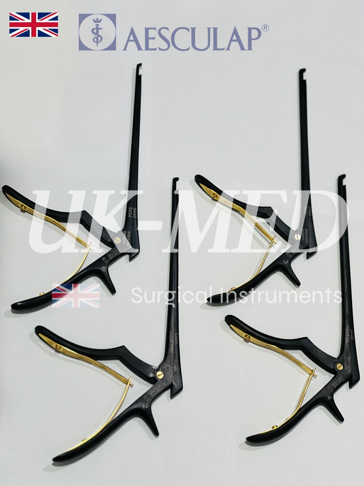 Kerrison Bone Punches Detachable Noir Coated Aesculap Set of 4 Pcs