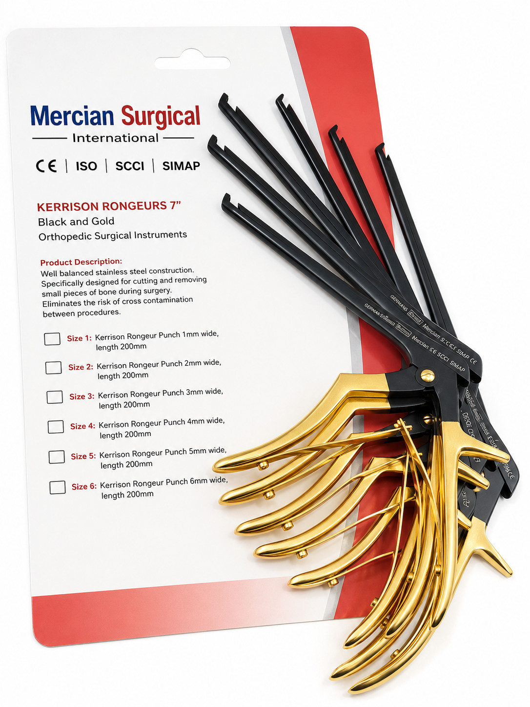 Premium Kerrison Rongeur 1-6mm Black & Gold Bone Punch Orthopedic Surgical
