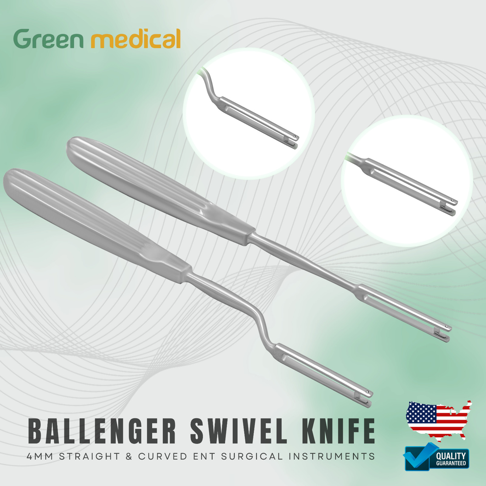 Ballenger Swivel Knife 4mm Straight & Curved ENT Surgical Instruments