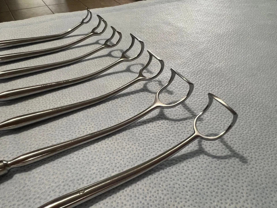 Set Of 7 SSI Ultra & Miltex ENT Curved Adenoid Curettes 8-1/2″ Length
