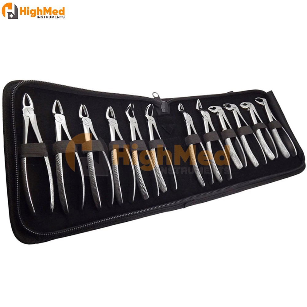 Set of 12 Pcs Extracting Forceps Dental Extraction Forceps Kit