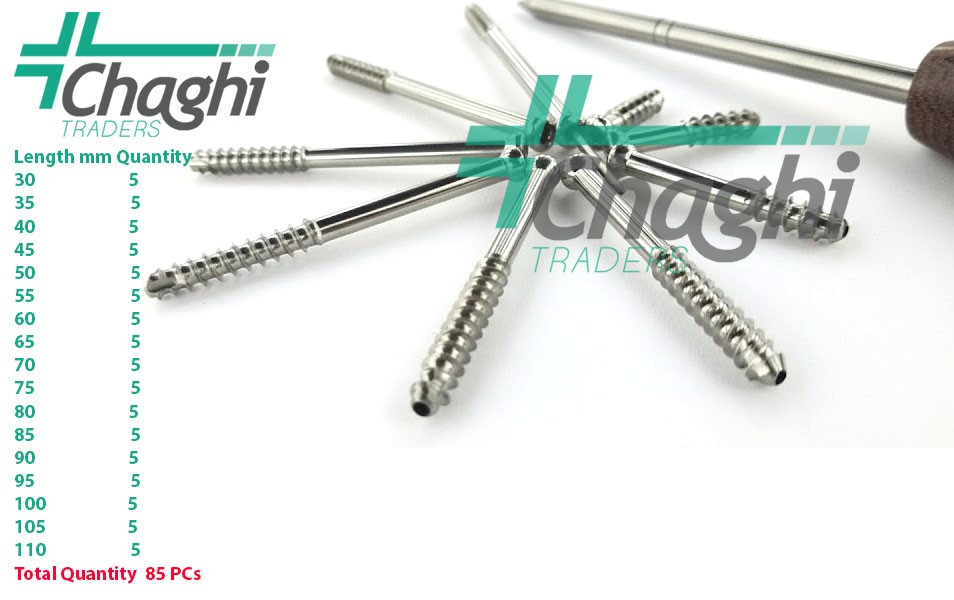 6.5mm Cannuläted Cäncellous Screws 32mm thread Stainless Steel-316L 85 PCs Set C