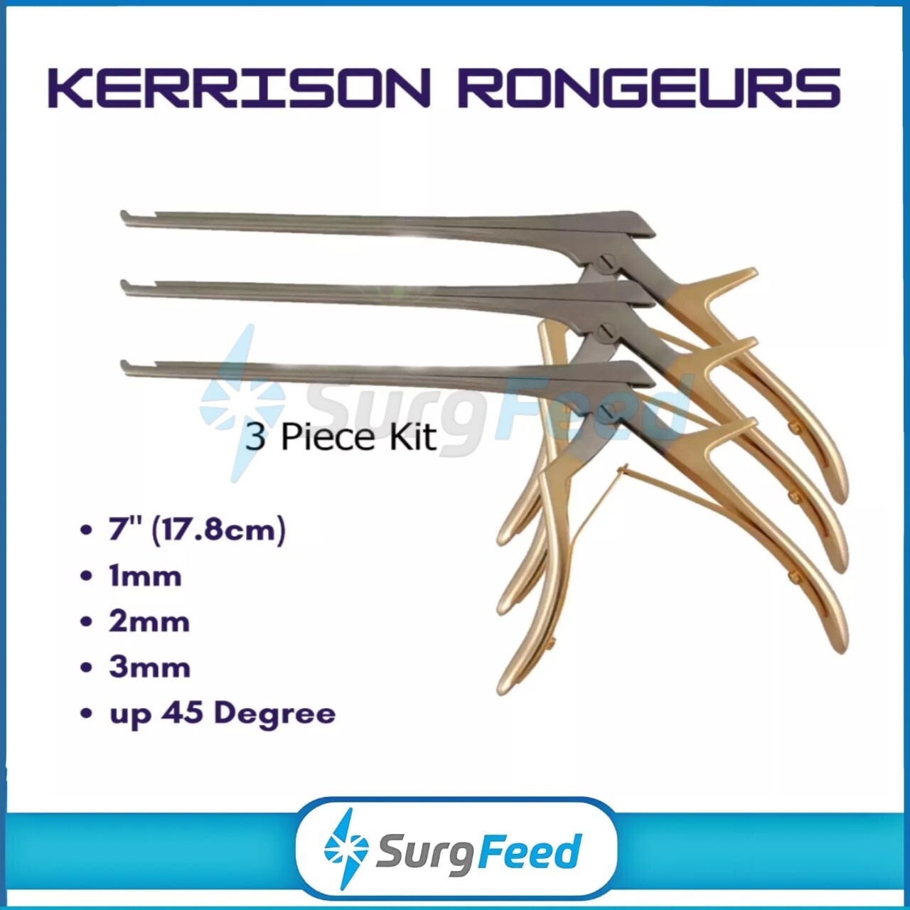 Kerrison Spinal Rongeur 1mm to 3mm Cervical Spine Orthopedic Instruments